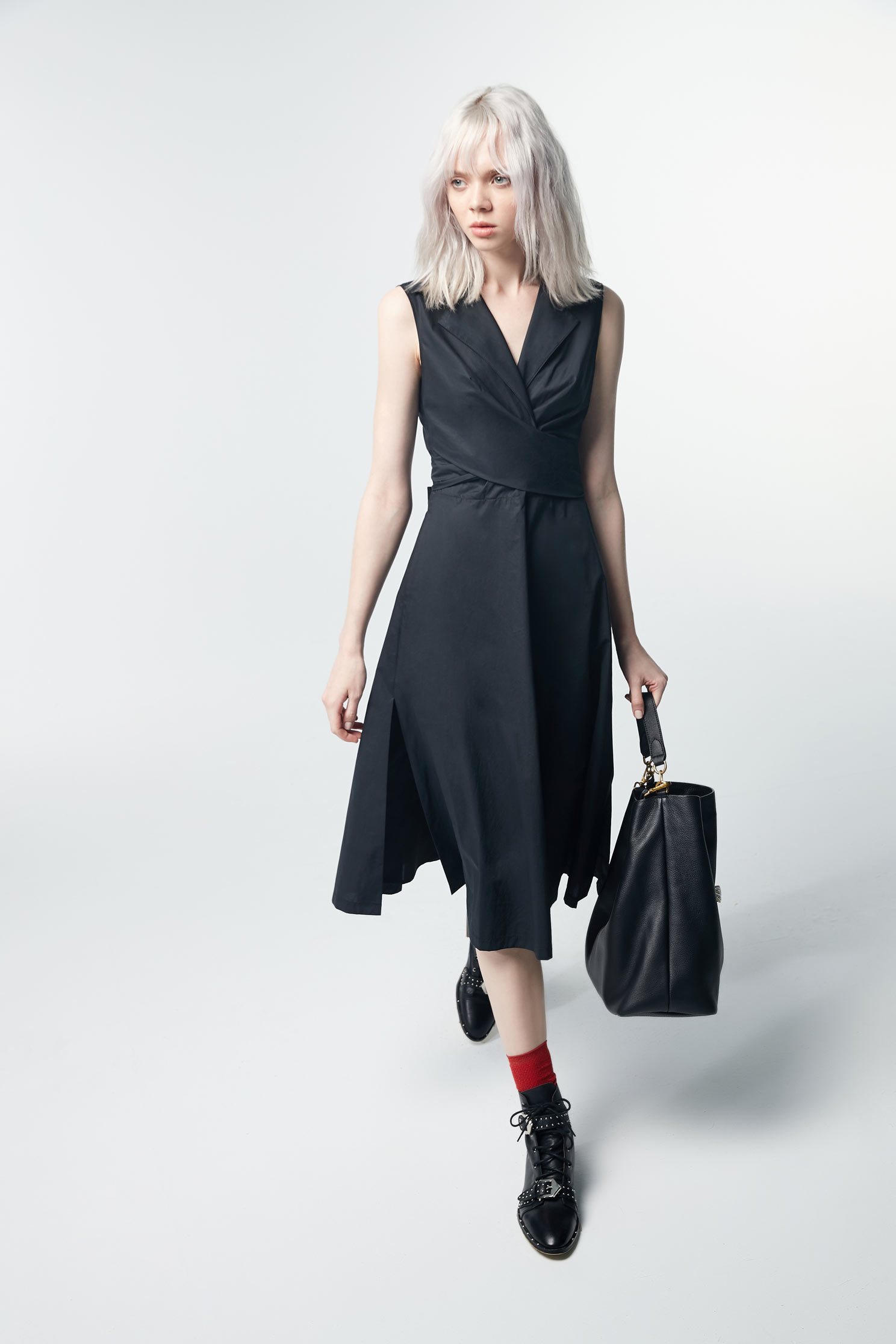 Front Cross dress,dress,sleevelessdress,valentine,i-select,onepiecedress,longdress,blackdress