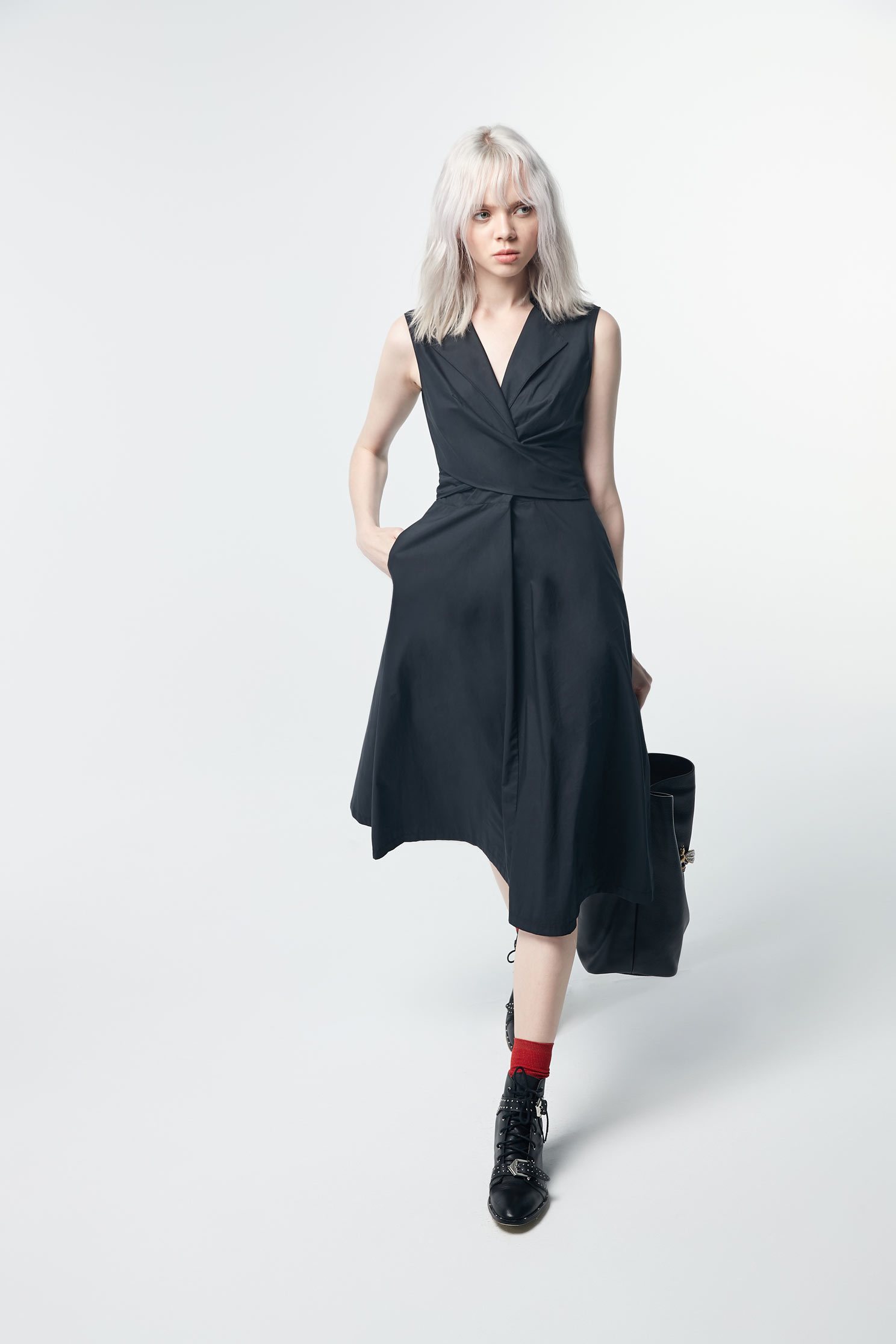 Front Cross dress,dress,sleevelessdress,valentine,i-select,onepiecedress,longdress,blackdress