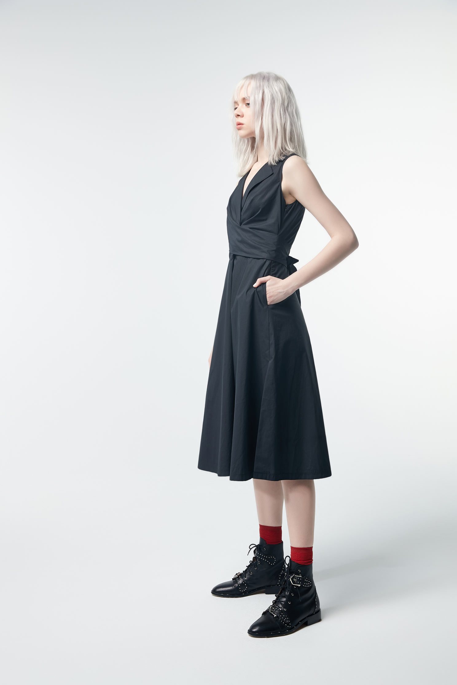 Front Cross dress,dress,sleevelessdress,valentine,i-select,onepiecedress,longdress,blackdress