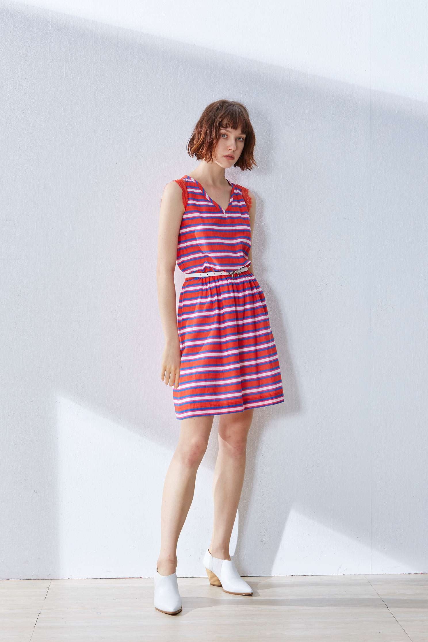 Striped color matching dress,casualdress,sleevelessdress