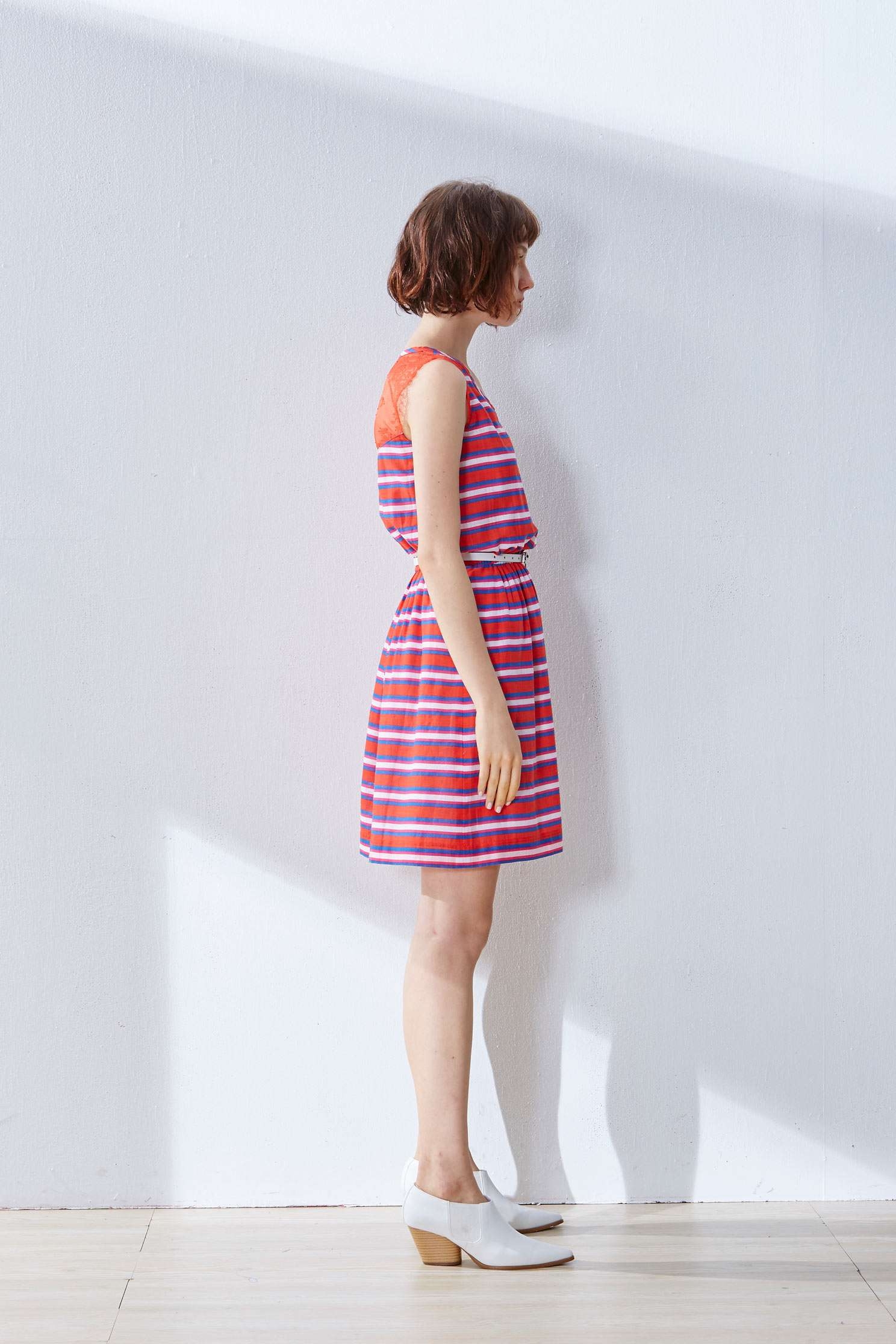 Striped color matching dress,casualdress,sleevelessdress
