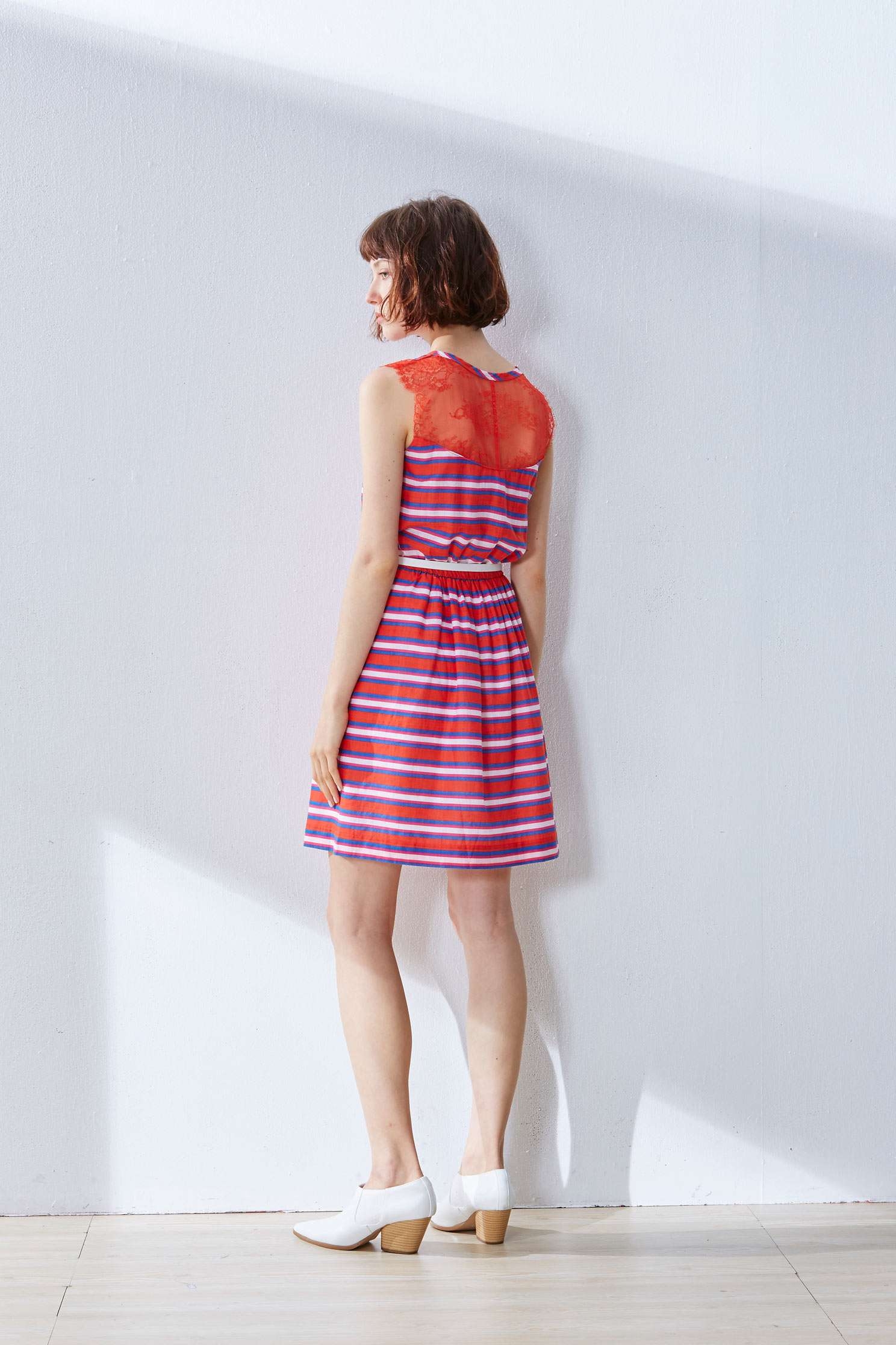 Striped color matching dress,casualdress,sleevelessdress