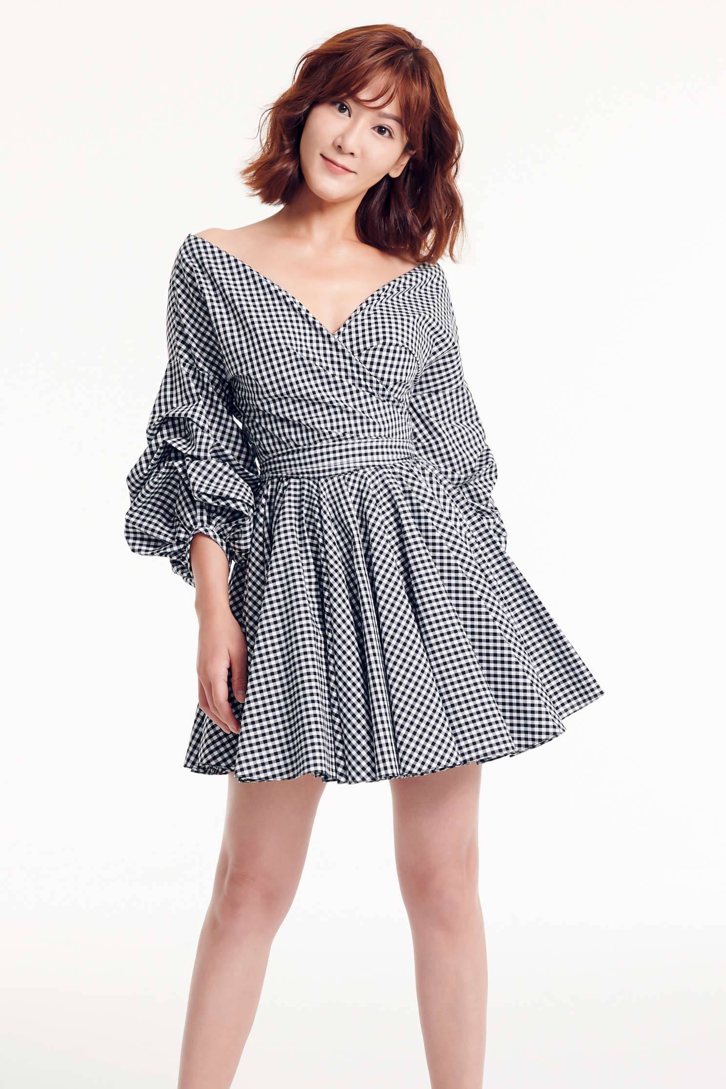 Puff sleeves plaid dress,v-neckdress,dress,earthsigns,onlinelimitededition,cotton,onepiecedress