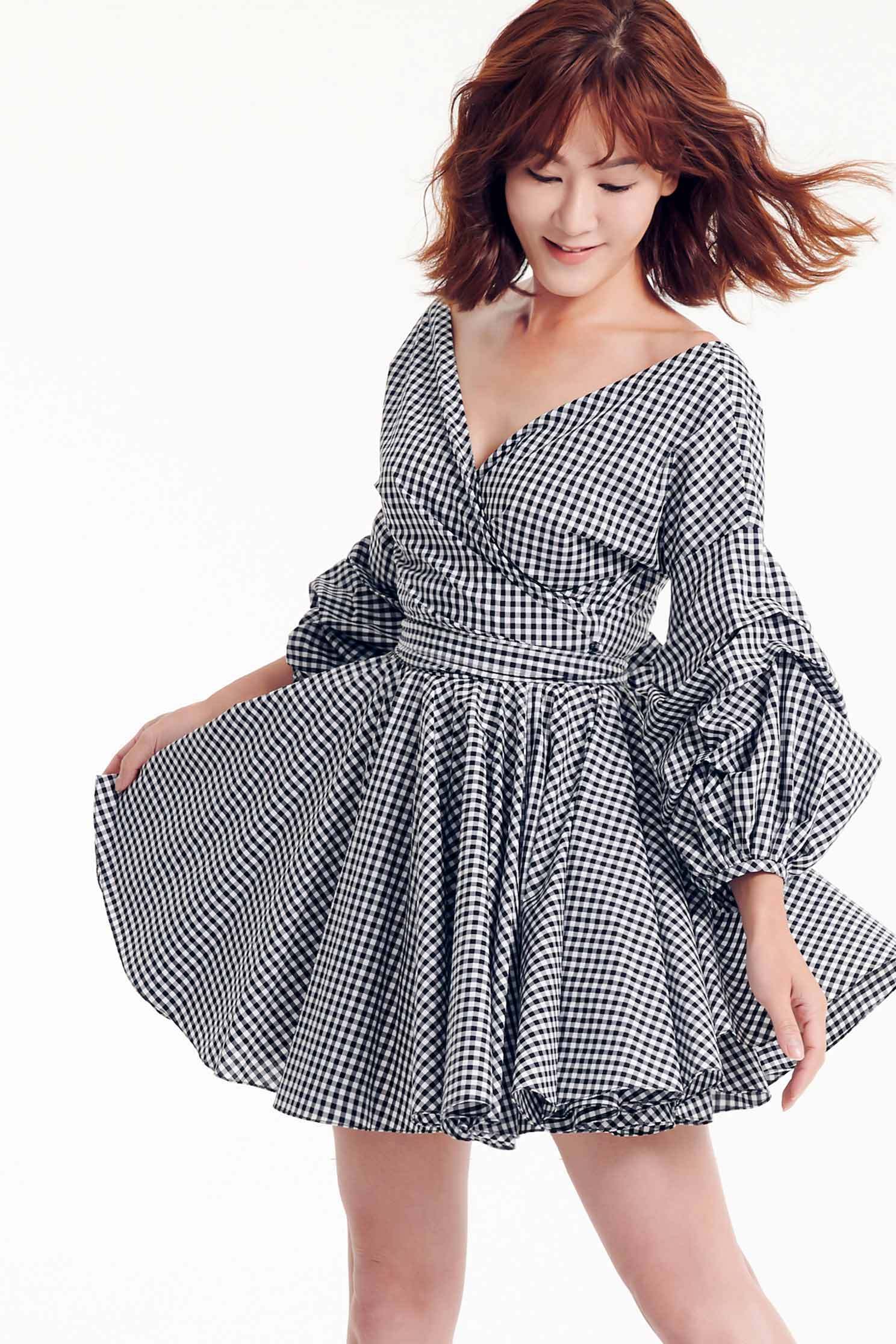 Puff sleeves plaid dress,v-neckdress,dress,earthsigns,onlinelimitededition,cotton,onepiecedress