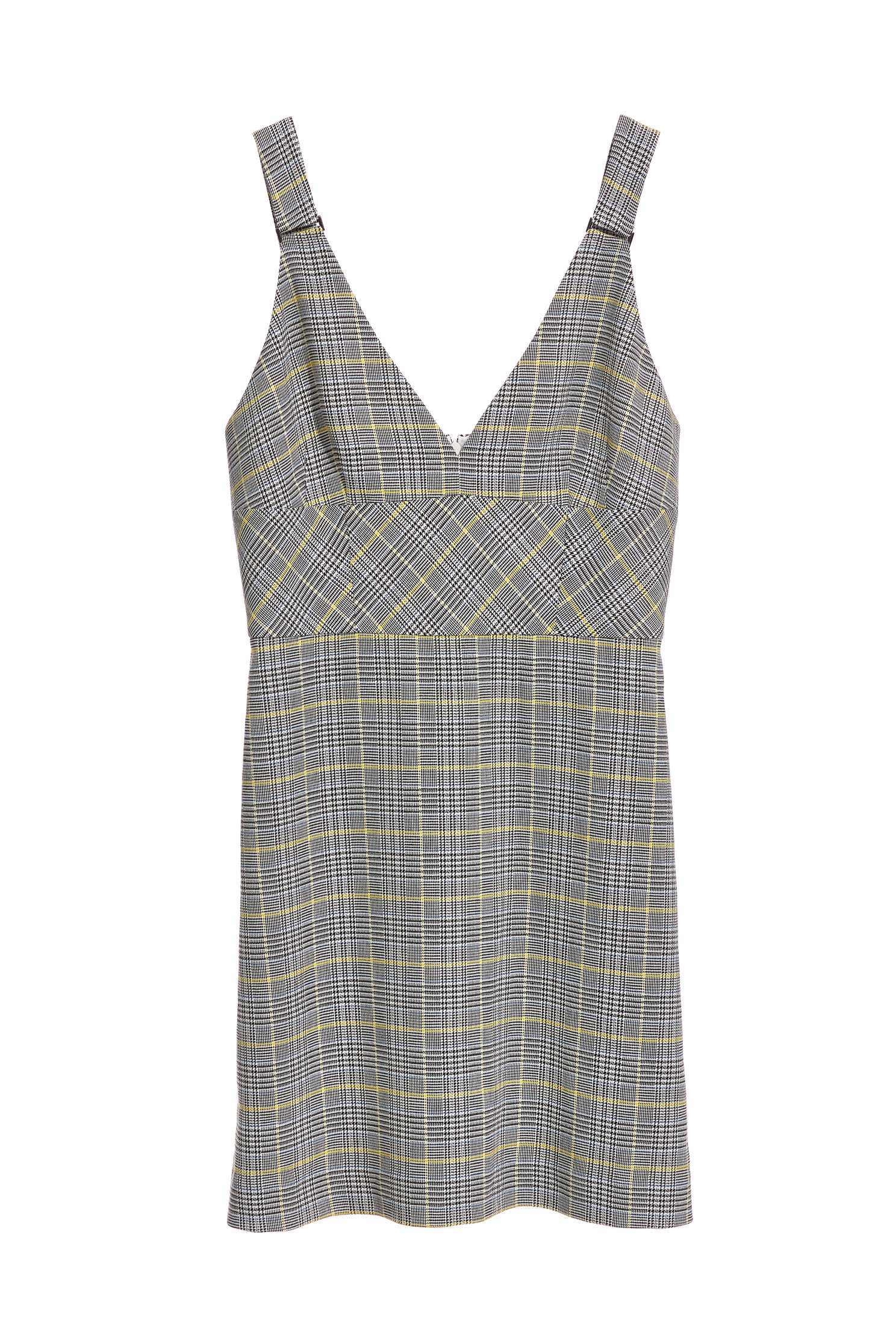 Classic England checkered V neck tailoring dress,v-neckdress,sleevelessdress