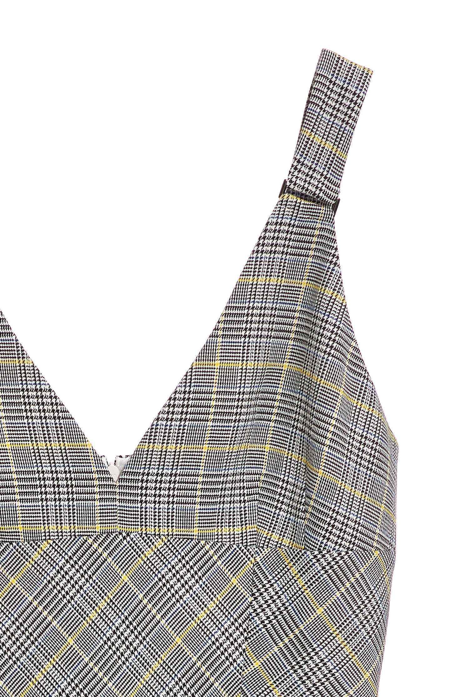 Classic England checkered V neck tailoring dress,v-neckdress,sleevelessdress