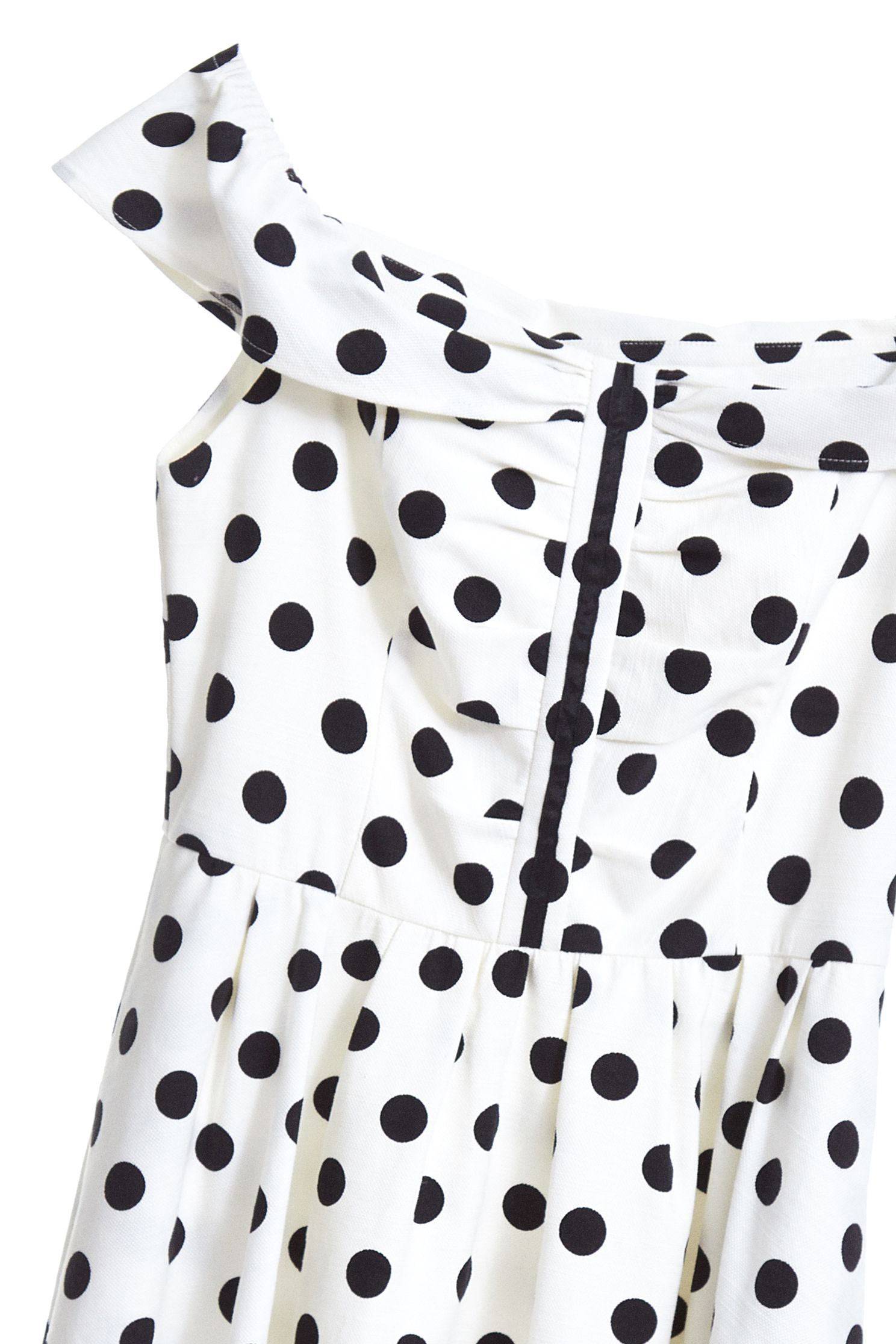 Vintage polka dot dress,boatneckdress