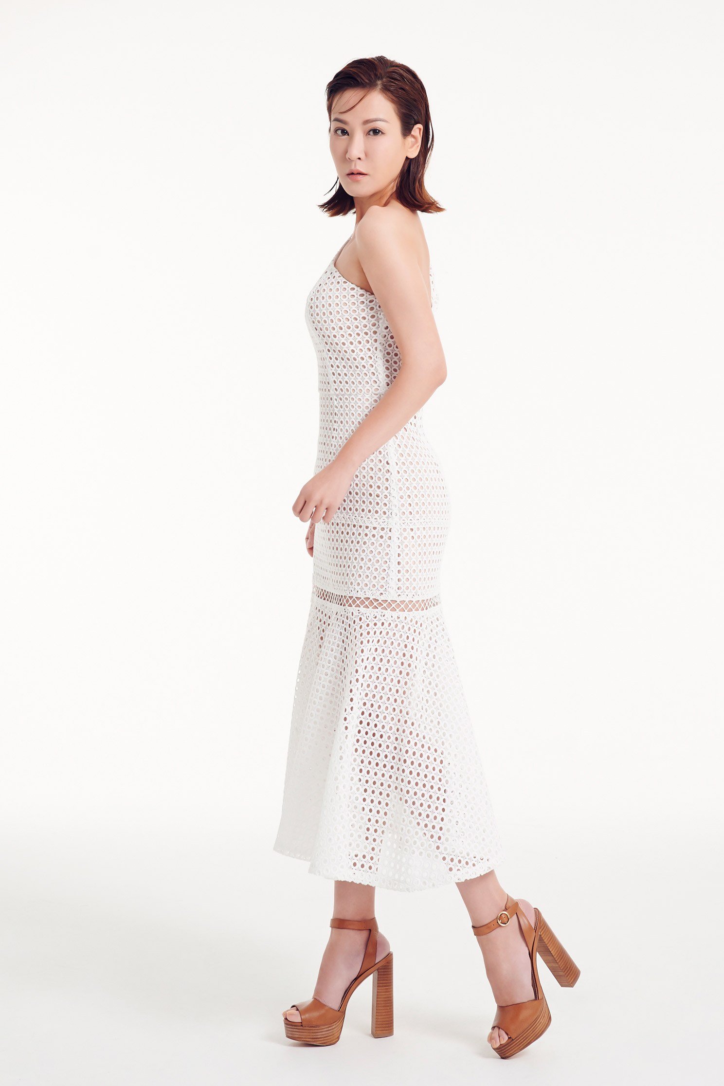 Net hole one-shoulder fishtail dress,dress,onlinelimitededition,longdress