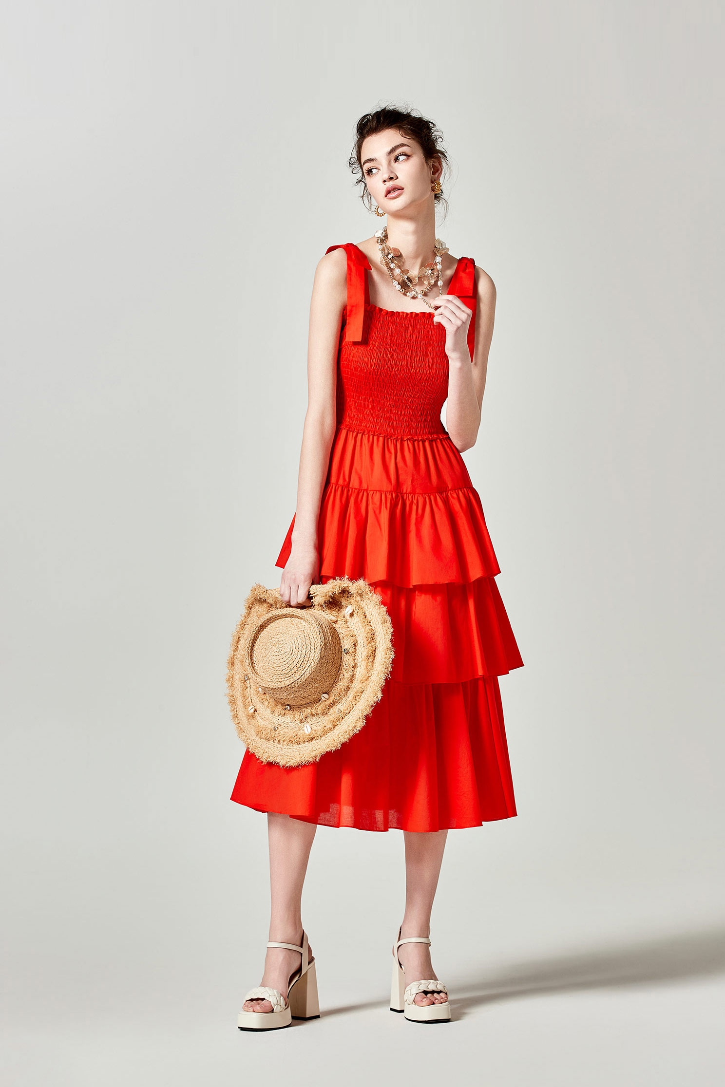 櫻桃番茄色渡假長洋裝櫻桃番茄色渡假長洋裝,一般洋裝,春夏穿搭,洋裝特輯,派對特輯,約會特輯