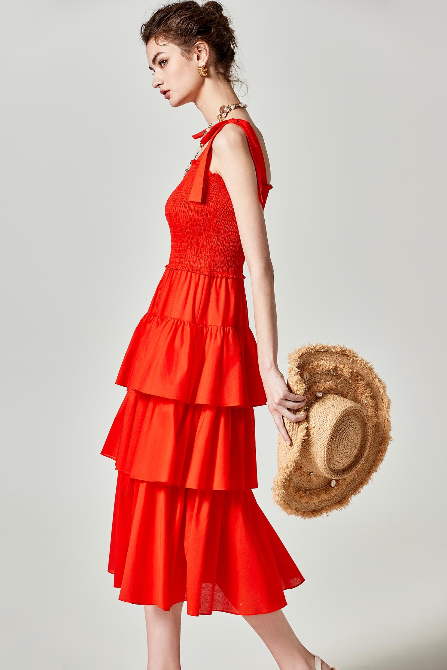 櫻桃番茄色渡假長洋裝櫻桃番茄色渡假長洋裝,一般洋裝,春夏穿搭,洋裝特輯,派對特輯,約會特輯