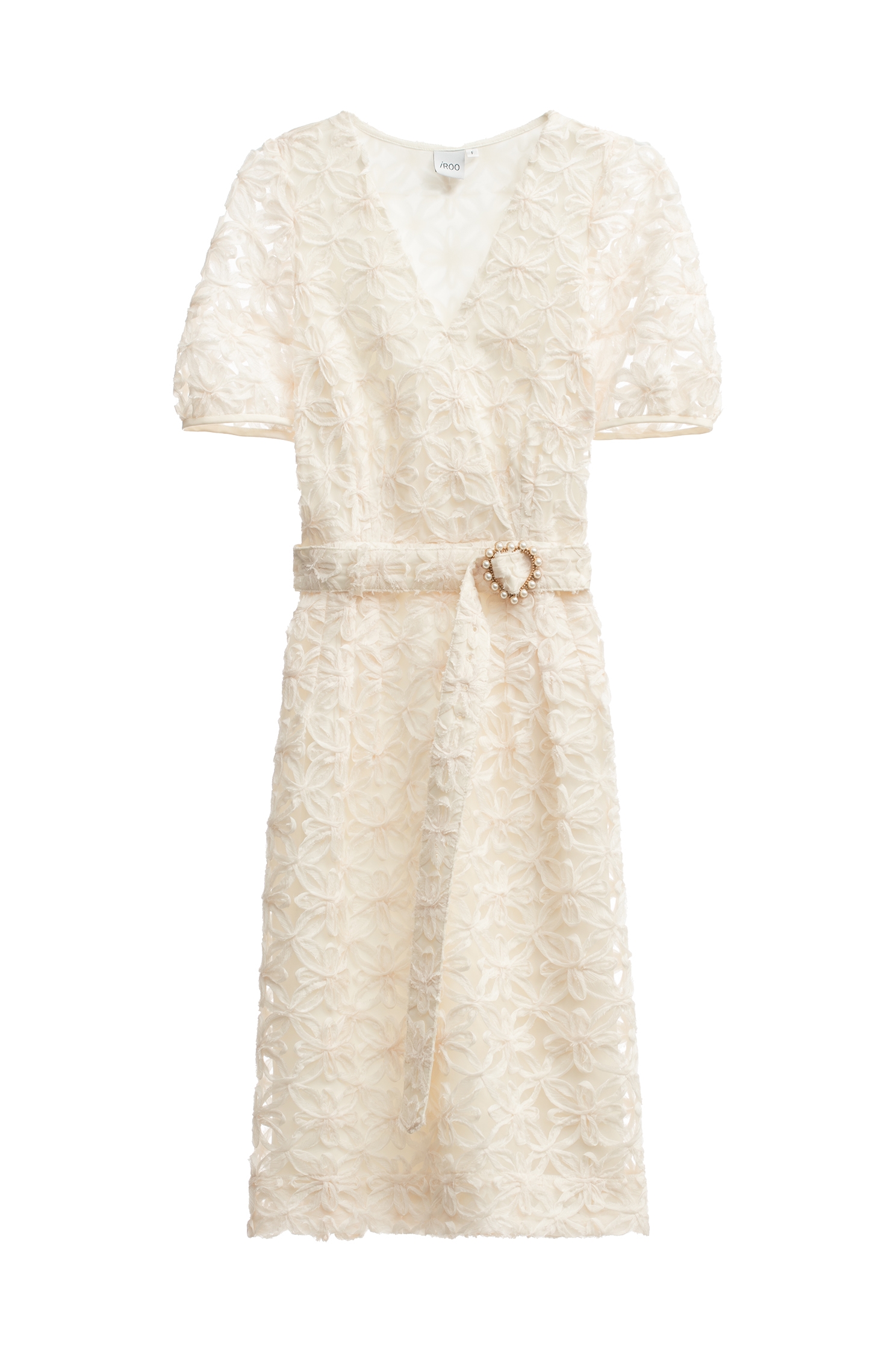 立體海島梔子花洋裝立體海島梔子花洋裝,V領洋裝,一般洋裝,刺繡,春夏穿搭,洋裝特輯,珍珠,短袖洋裝,約會特輯,腰帶