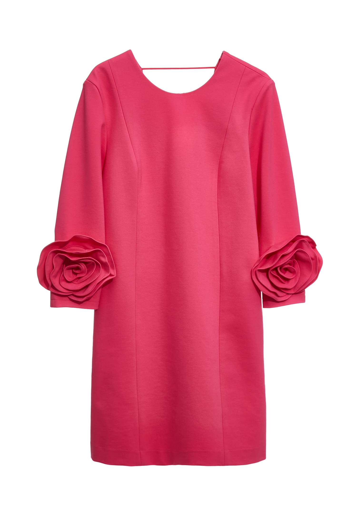 玫瑰繞花袖直筒短洋裝玫瑰繞花袖直筒短洋裝,一般洋裝,春夏穿搭,洋裝特輯,簡約穿搭,黑色洋裝