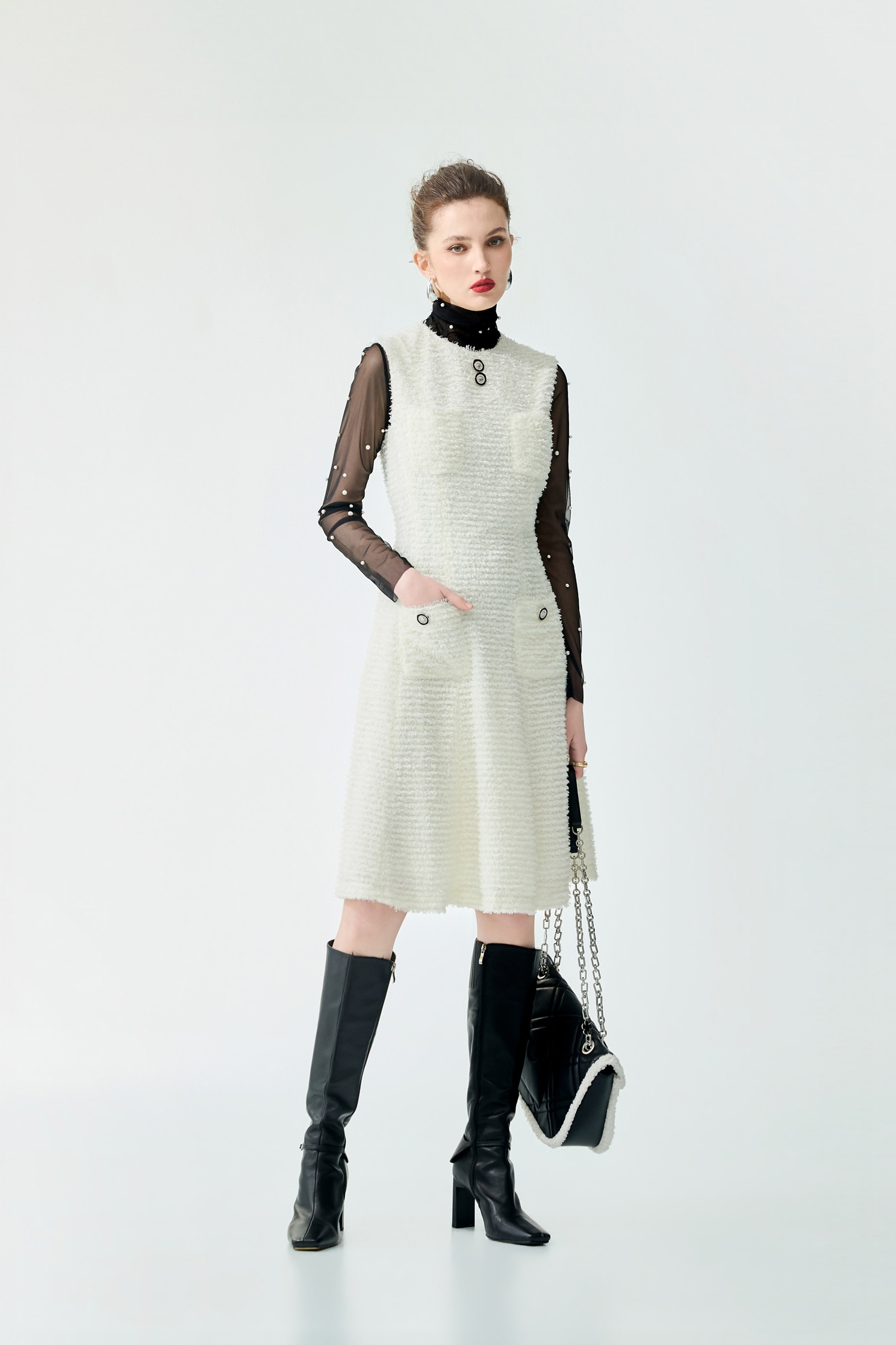 奶白色帶子紗小香風洋裝奶白色帶子紗小香風洋裝,一般洋裝,上班OL穿搭,小香風,春夏穿搭,洋裝特輯,派對特輯,白色洋裝