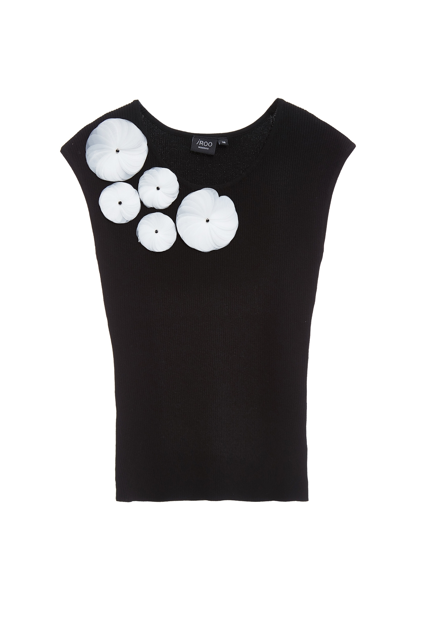 黑白配色立體花朵針織單品黑白配色立體花朵針織單品,一般背心,一般背心馬甲,春夏穿搭,條紋,背心,針織,針織背心,黑色背心