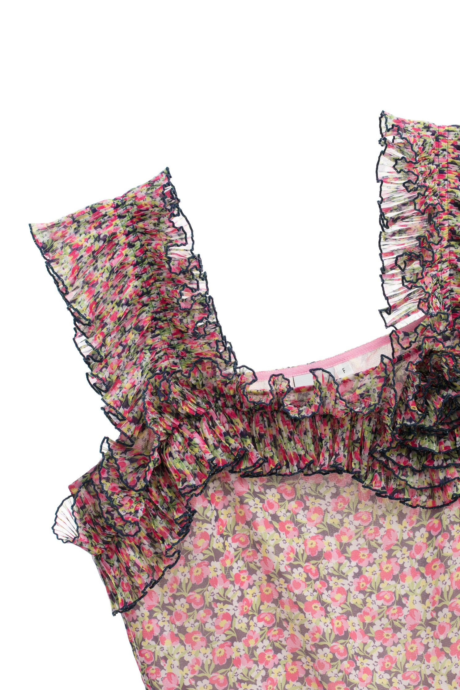 花菱草印花荷葉上衣花菱草印花荷葉上衣,一般背心,一般背心馬甲,上衣,春夏穿搭,約會特輯,背心,荷葉,雪紡