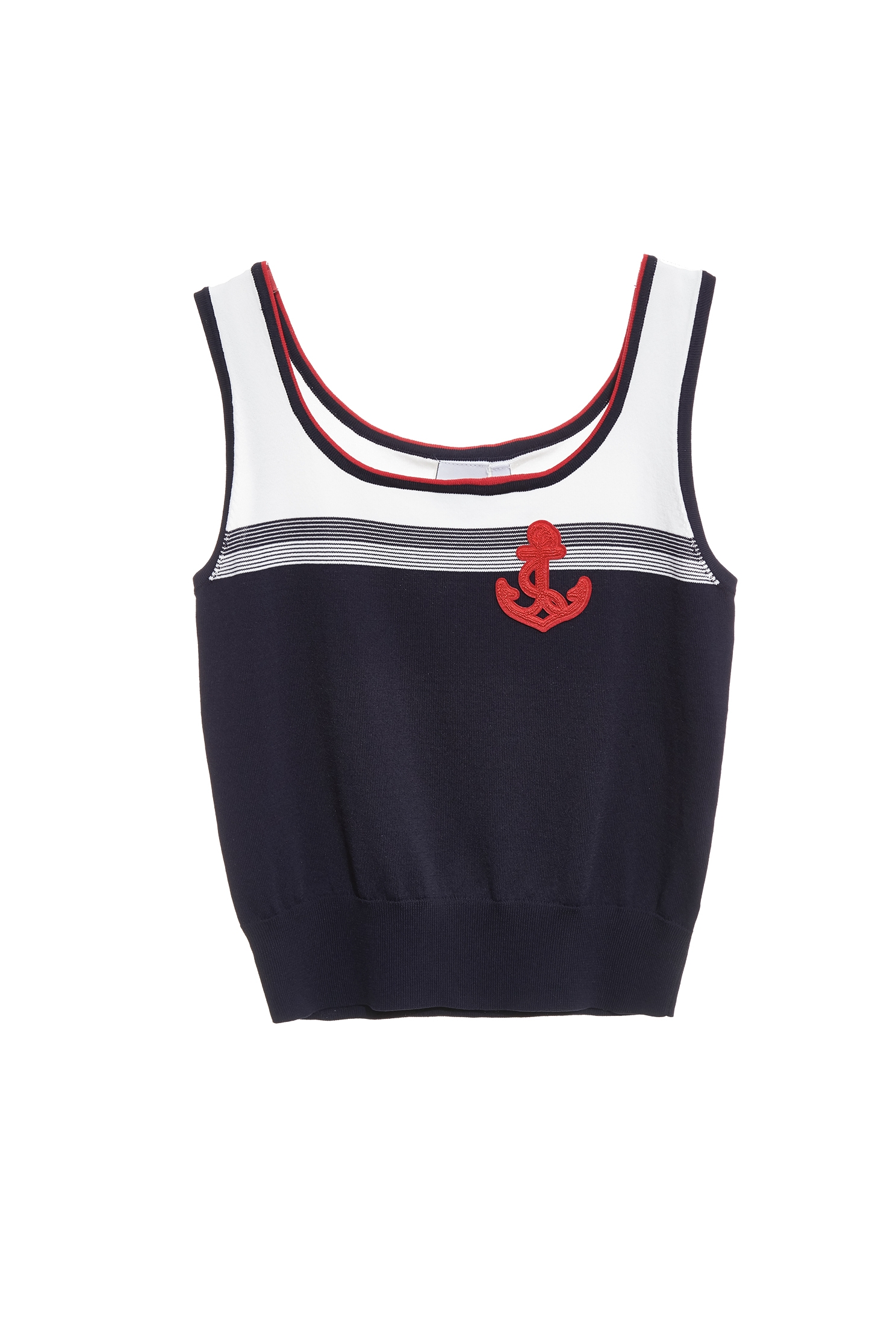 綴刺繡船錨針織背心綴刺繡船錨針織背心,一般背心,一般背心馬甲,刺繡,春夏穿搭,背心,針織,針織背心