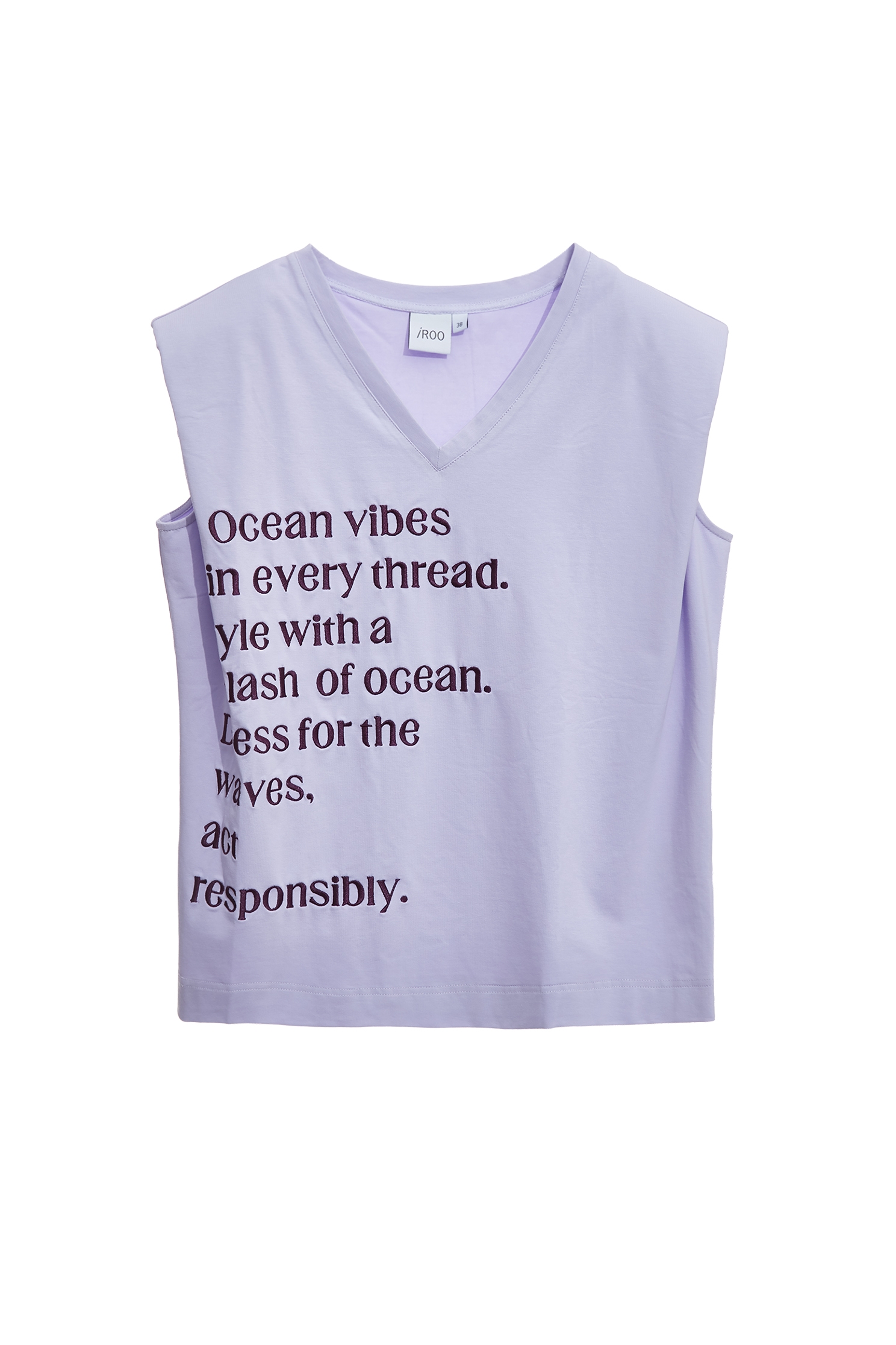 柔紫色字串刺繡Ｔ恤上衣柔紫色字串刺繡Ｔ恤上衣,一般背心,一般背心馬甲,上衣,刺繡,春夏穿搭,背心