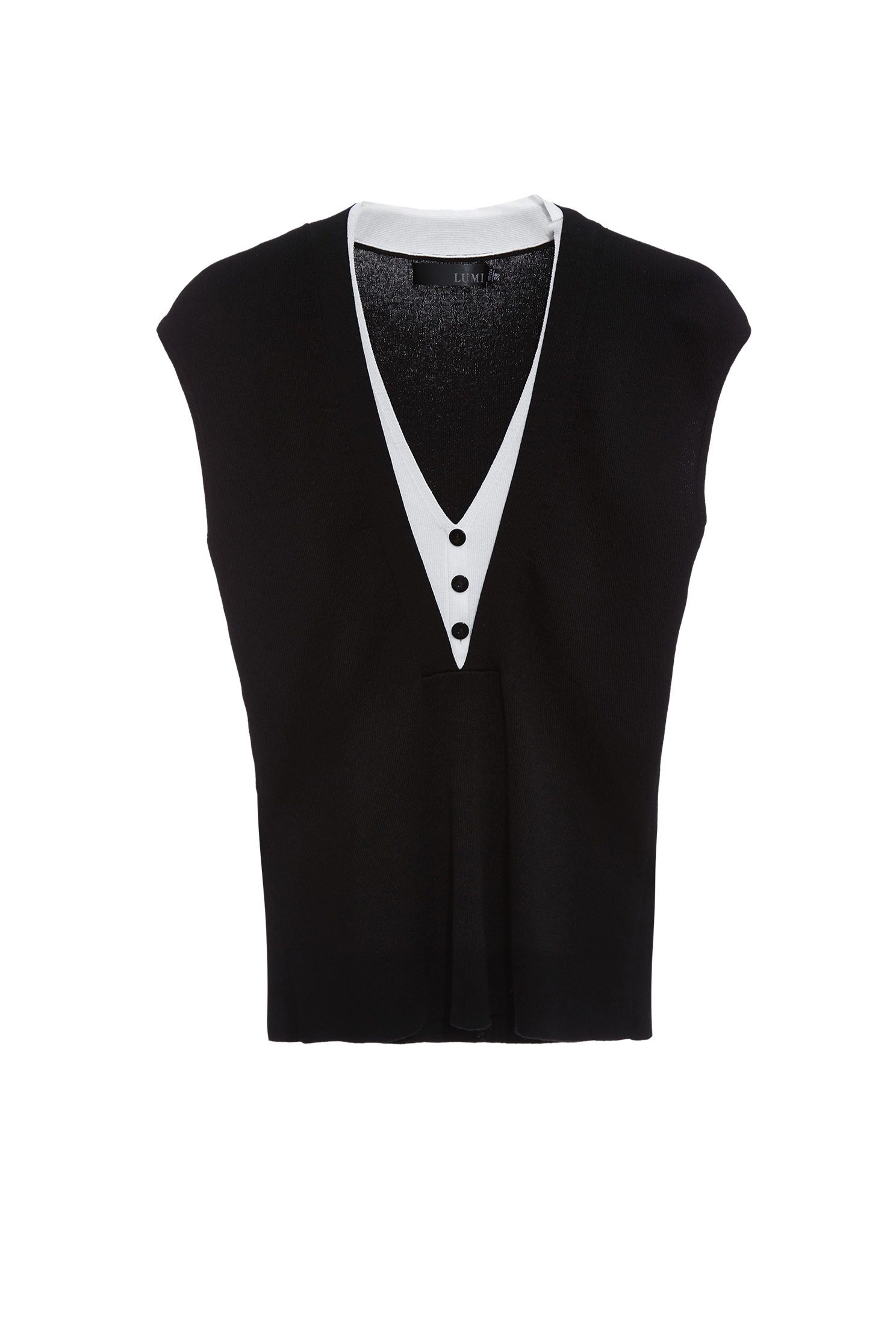 黑白假兩件Ｖ領針織背心上衣黑白假兩件Ｖ領針織背心上衣,一般背心,一般背心馬甲,上衣,春夏穿搭,背心,針織,針織背心,黑色背心