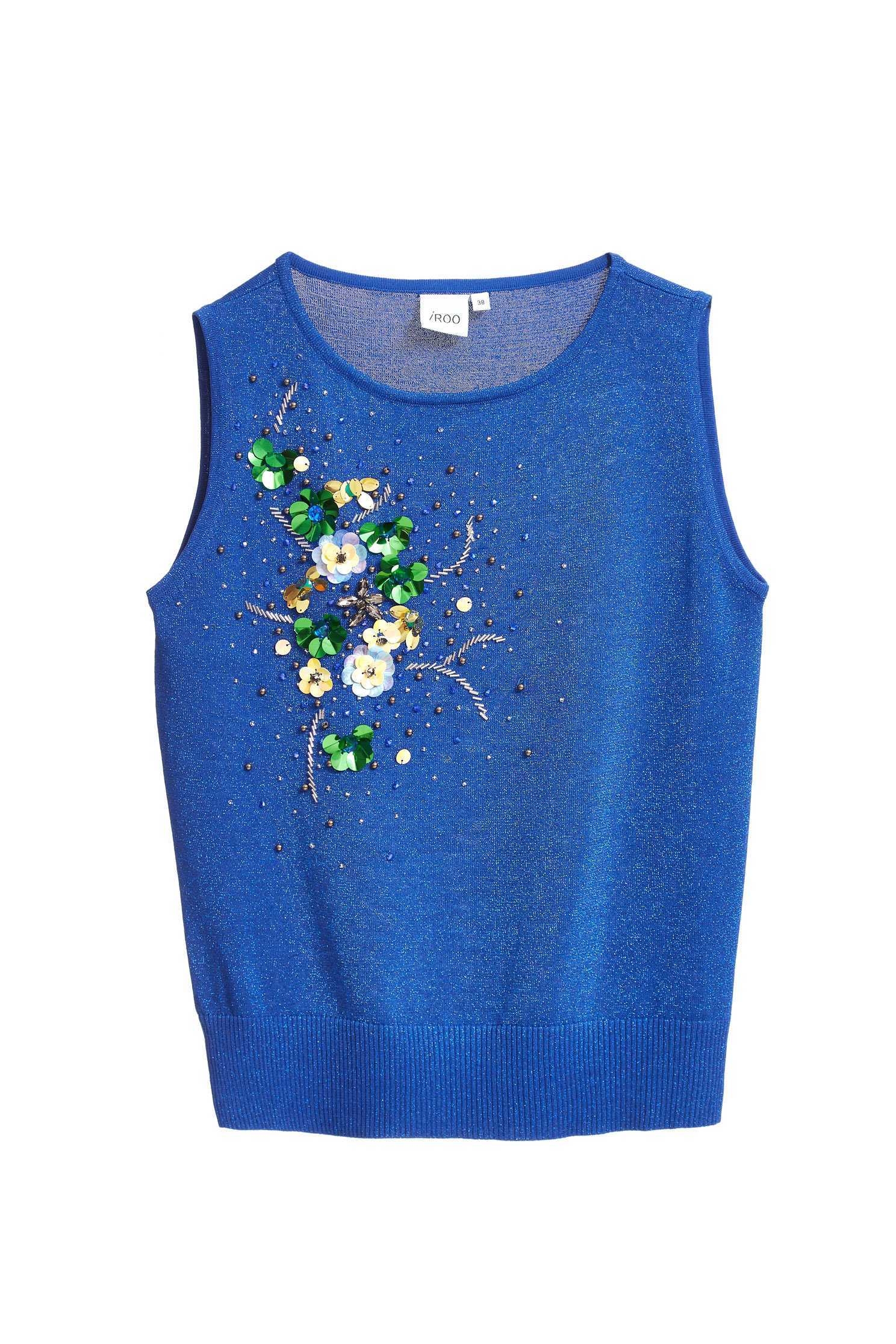 Sequin applique sleeveless knitted vest,vest,vest,knitting,knittedvest,blackvest