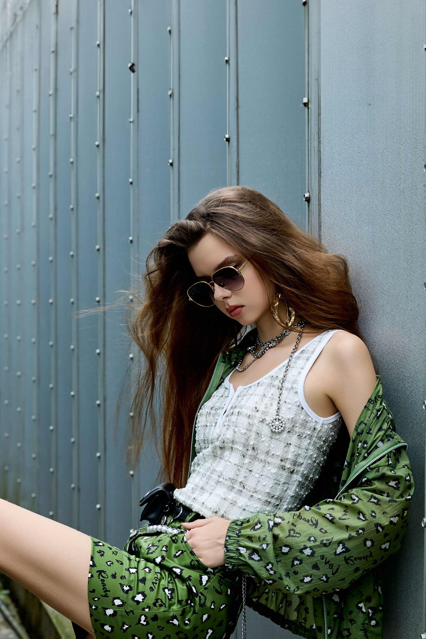 海帶綠格紋印花背心海帶綠格紋印花背心,一般背心,一般背心馬甲,時髦成套搭配,格紋,秋冬穿搭,背心,輕奢度假,輕奢渡假