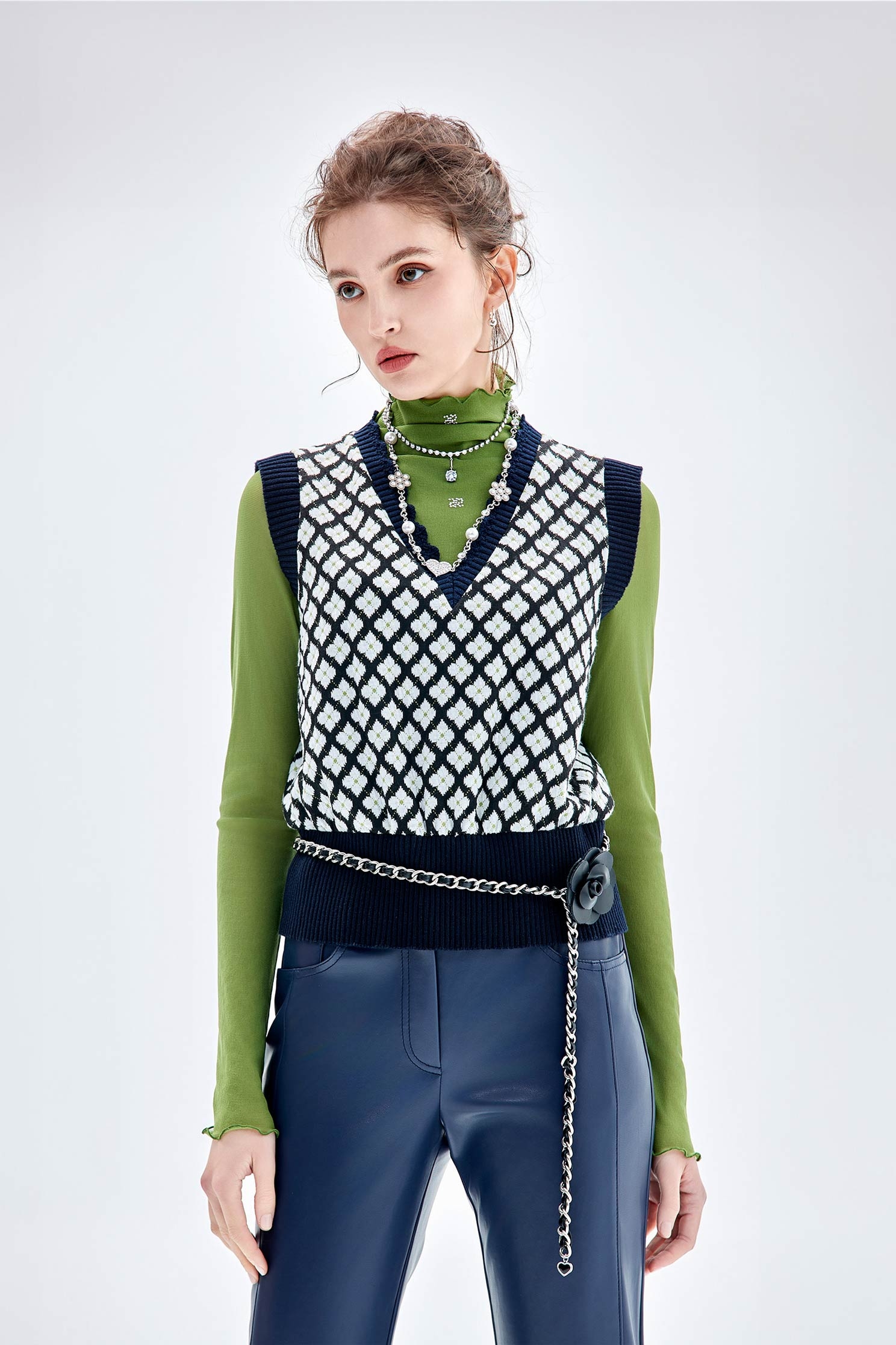 考究新復古褆花上衣考究新復古褆花上衣,一般背心,一般背心馬甲,上衣,人氣商品,小香風,格紋,秋冬穿搭,背心,花花世界