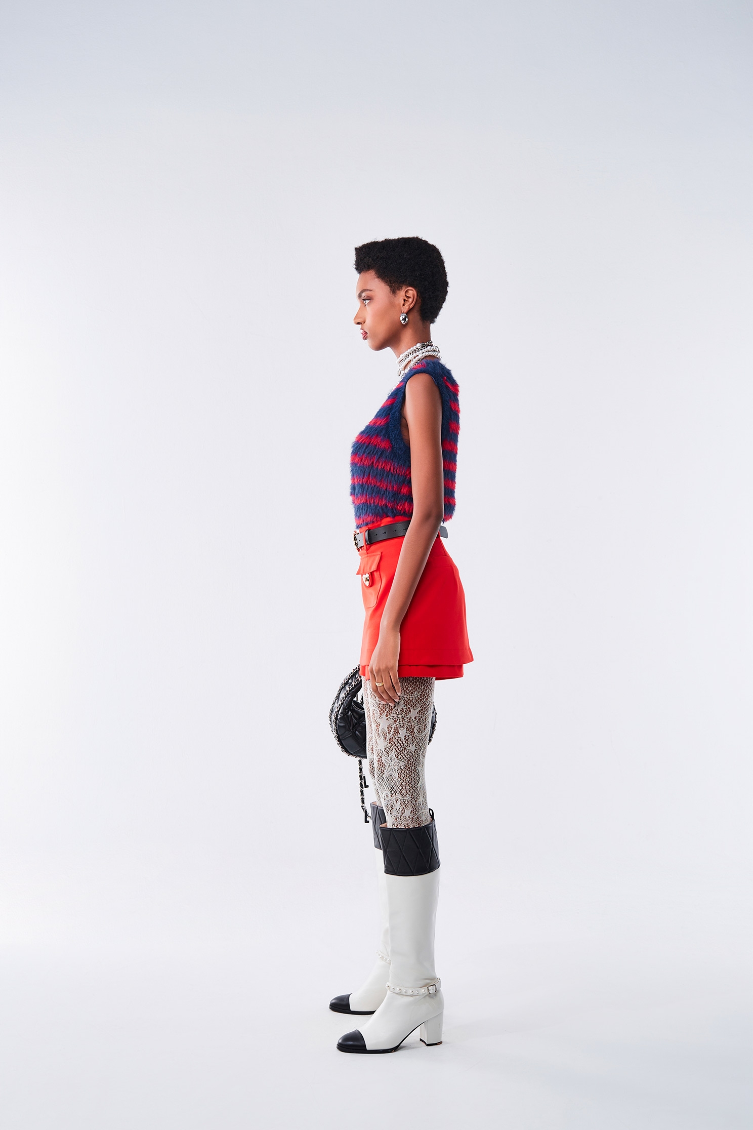 偽水貂毛拼色針織背心偽水貂毛拼色針織背心,一般背心,一般背心馬甲,上衣,條紋,秋冬穿搭,背心,針織,針織背心