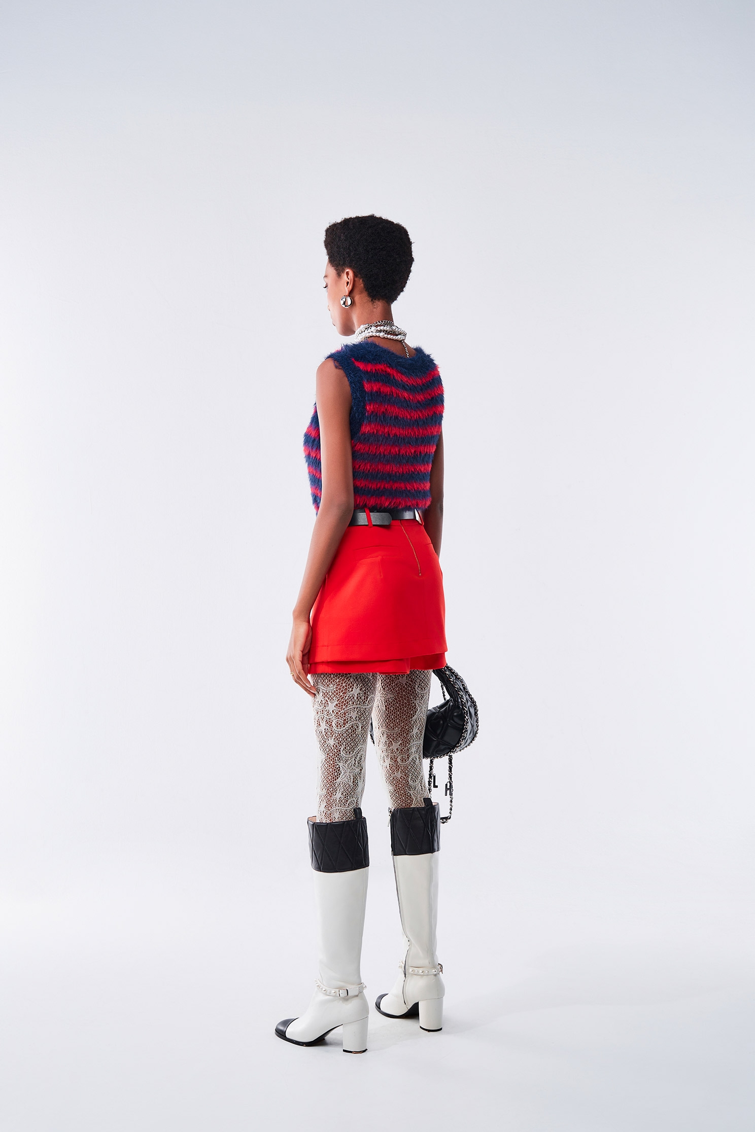 偽水貂毛拼色針織背心偽水貂毛拼色針織背心,一般背心,一般背心馬甲,上衣,條紋,秋冬穿搭,背心,針織,針織背心