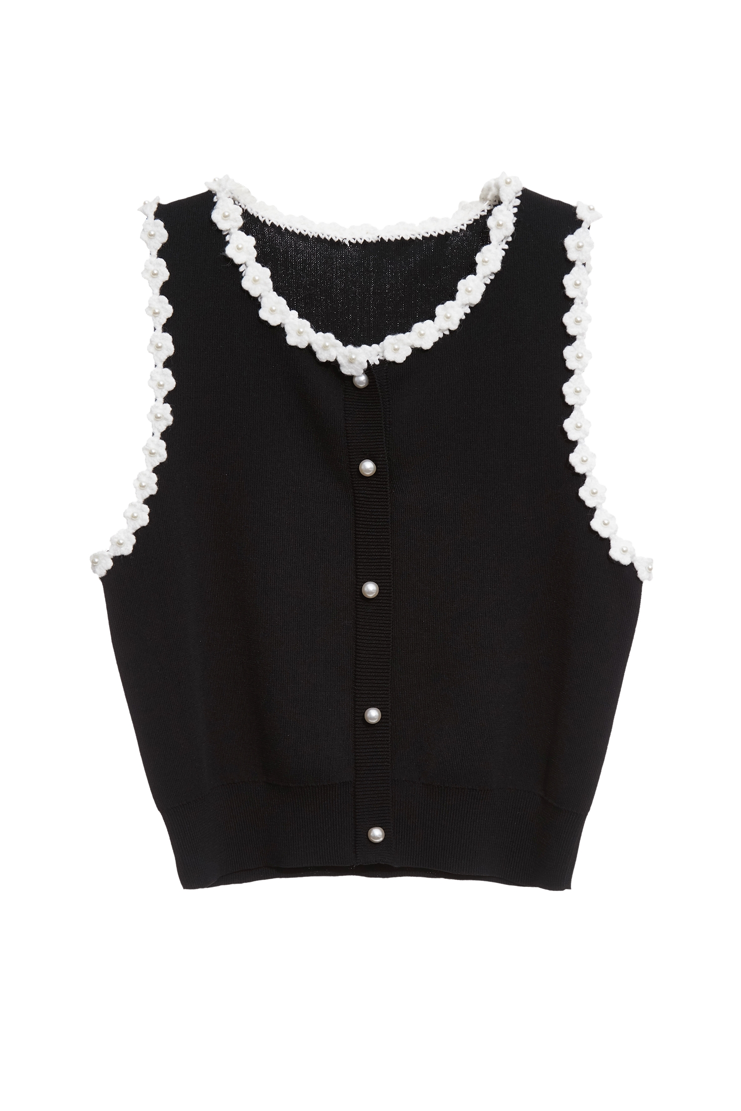 珍珠小花縫飾背心針織珍珠小花縫飾背心針織,一般背心,一般背心馬甲,上班OL穿搭,人氣商品,珍珠,秋冬穿搭,簡約穿搭,約會特輯,背心,花花世界,輕奢度假,輕奢渡假,針織