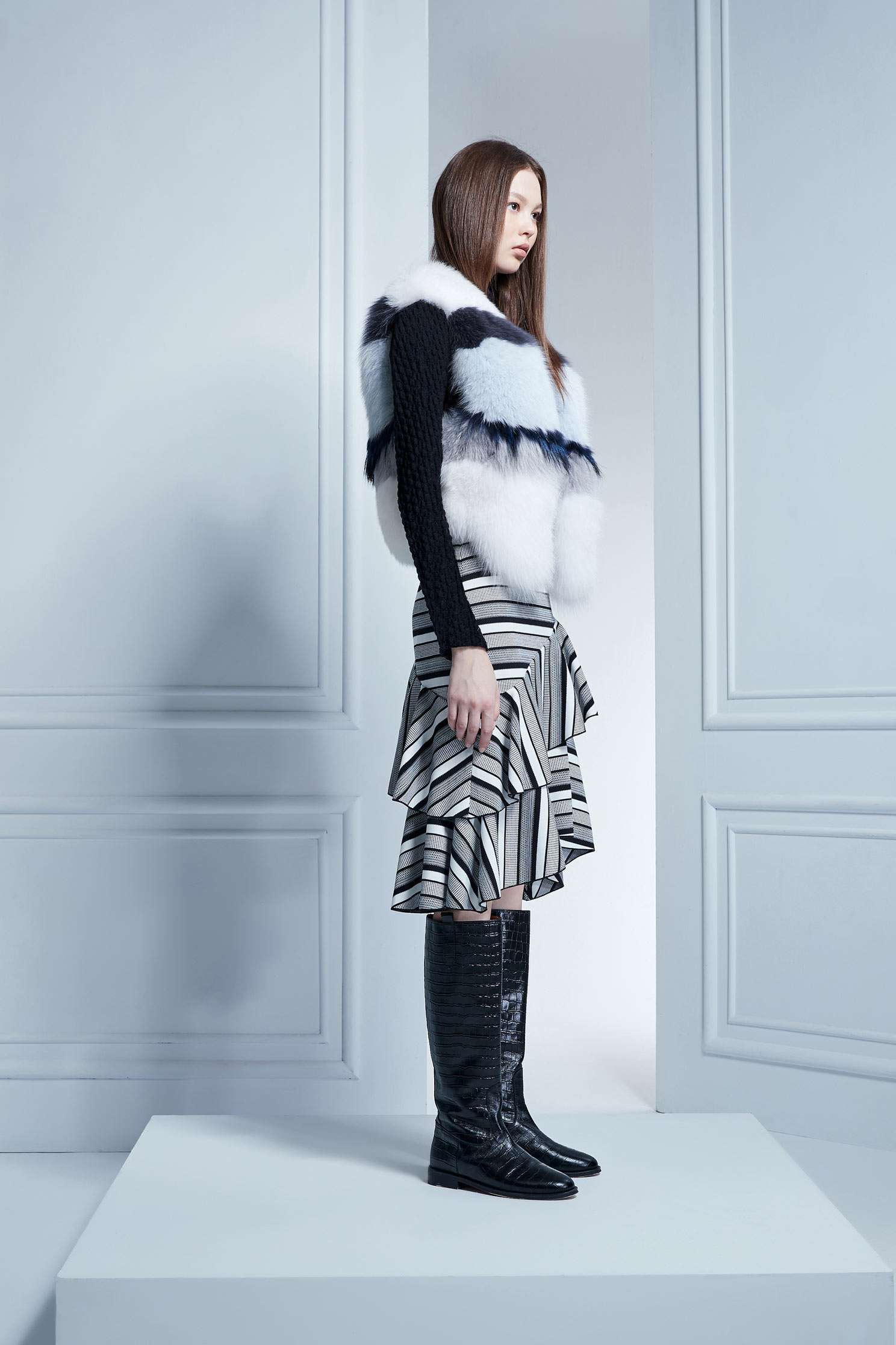 Color-striped fur vest,singlet,vest