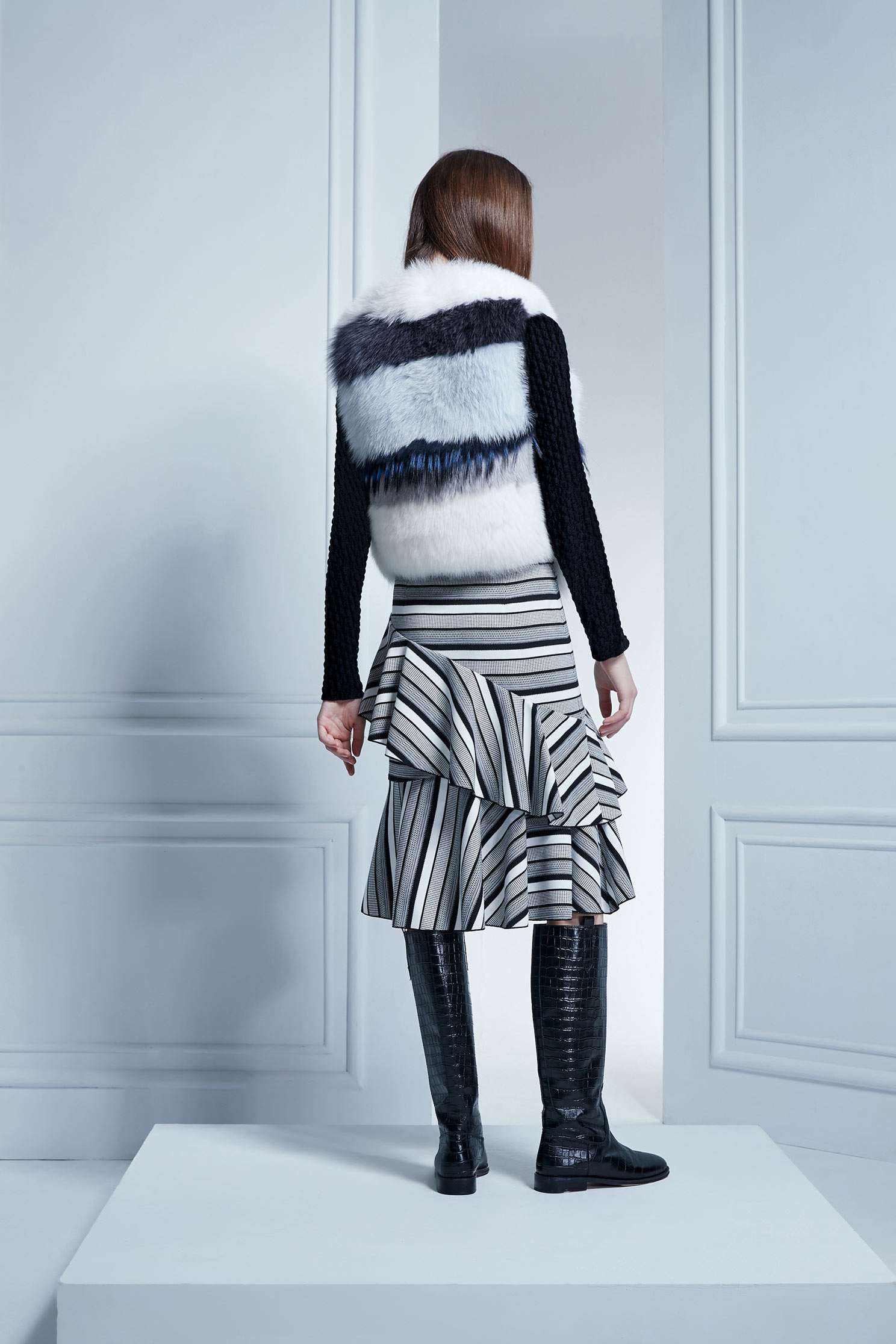 Color-striped fur vest,singlet,vest