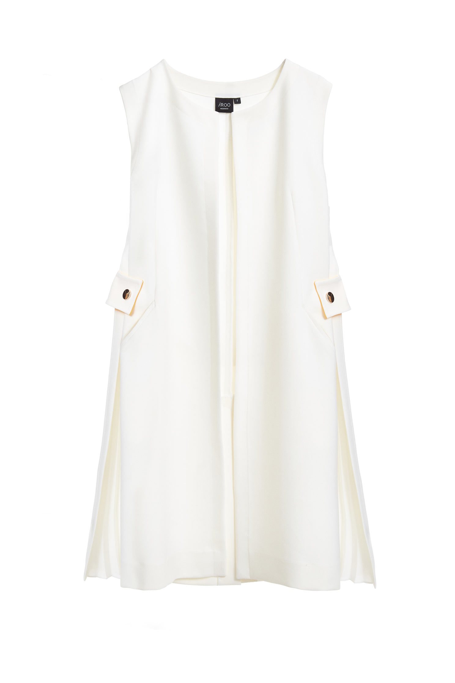 Elegant sleeveless jacket,外套,白色背心,vest