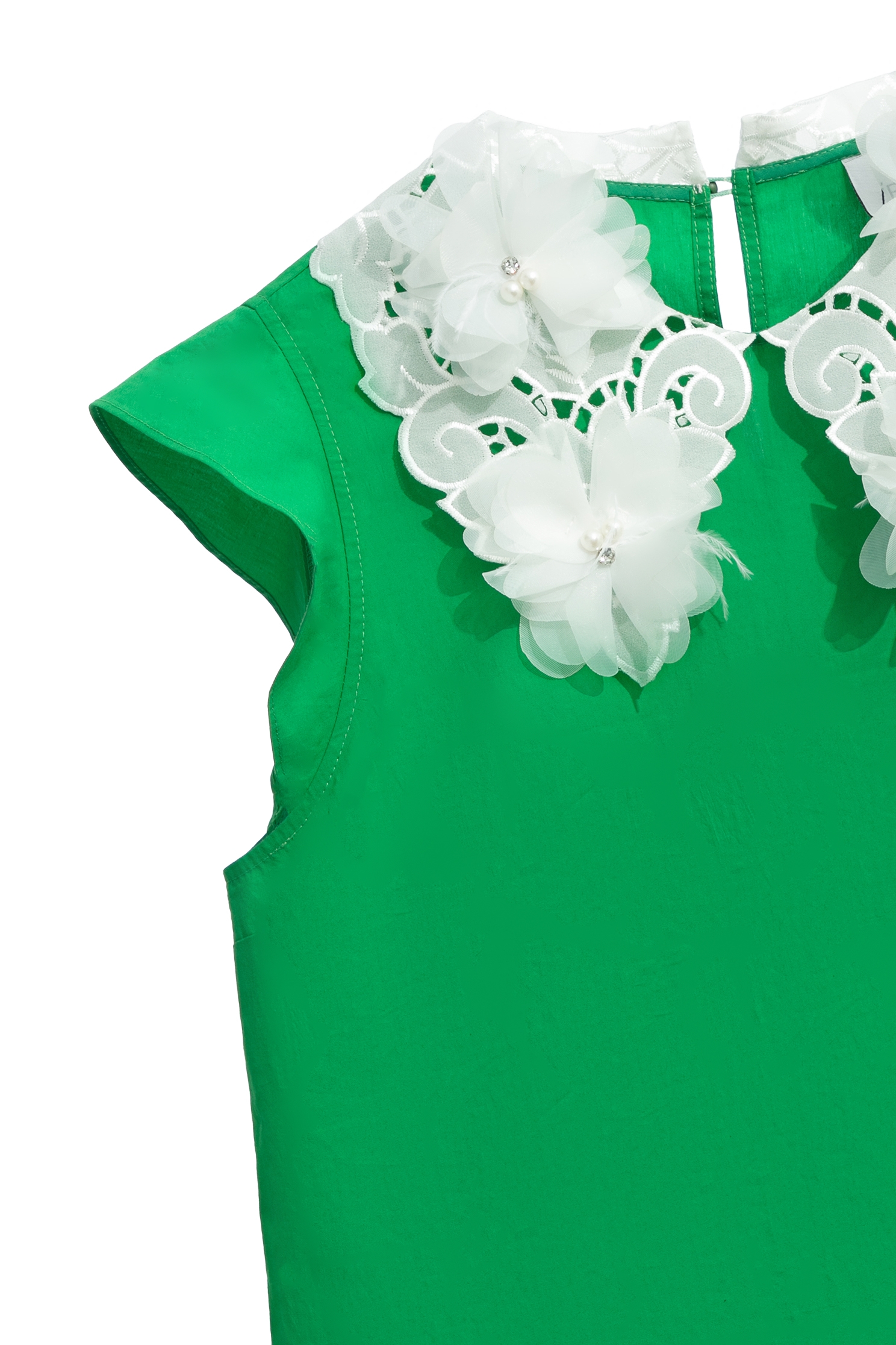 耀光綠蕾絲領片上衣耀光綠蕾絲領片上衣,V領背心,一般背心,一般背心馬甲,上衣,刺繡,春夏穿搭,約會特輯,背心,荷葉,蕾絲