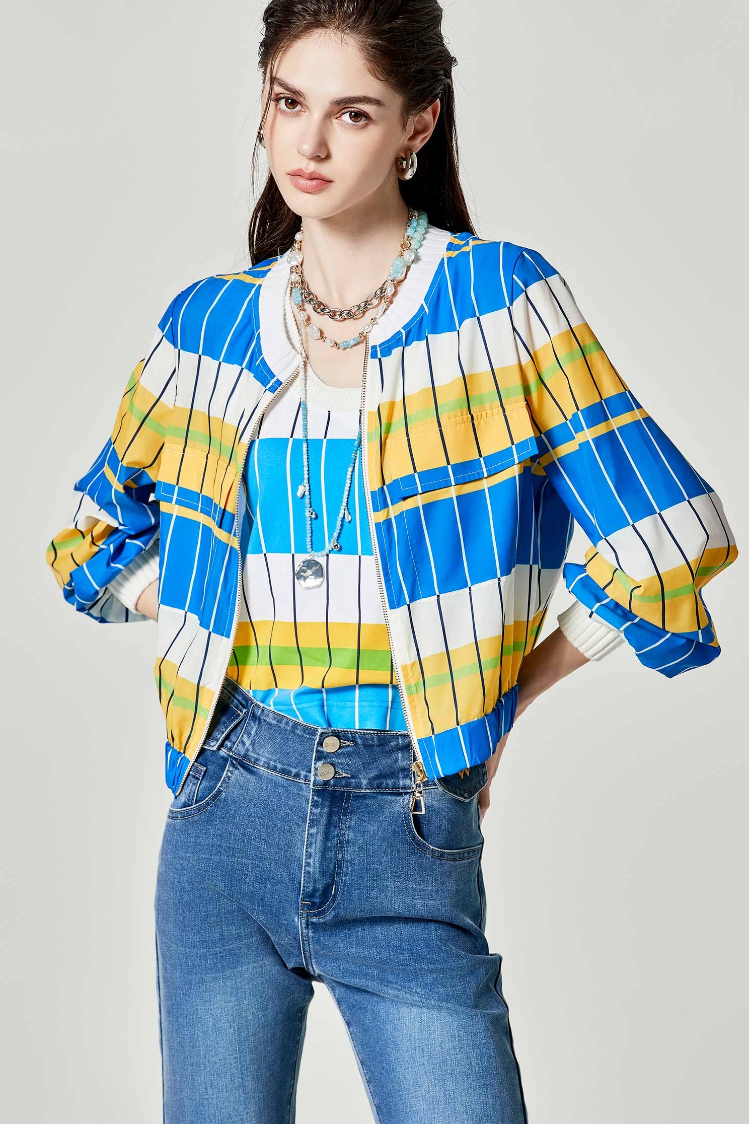 藍白黃拼色配條背心藍白黃拼色配條背心,一般背心,一般背心馬甲,春夏穿搭,背心,針織