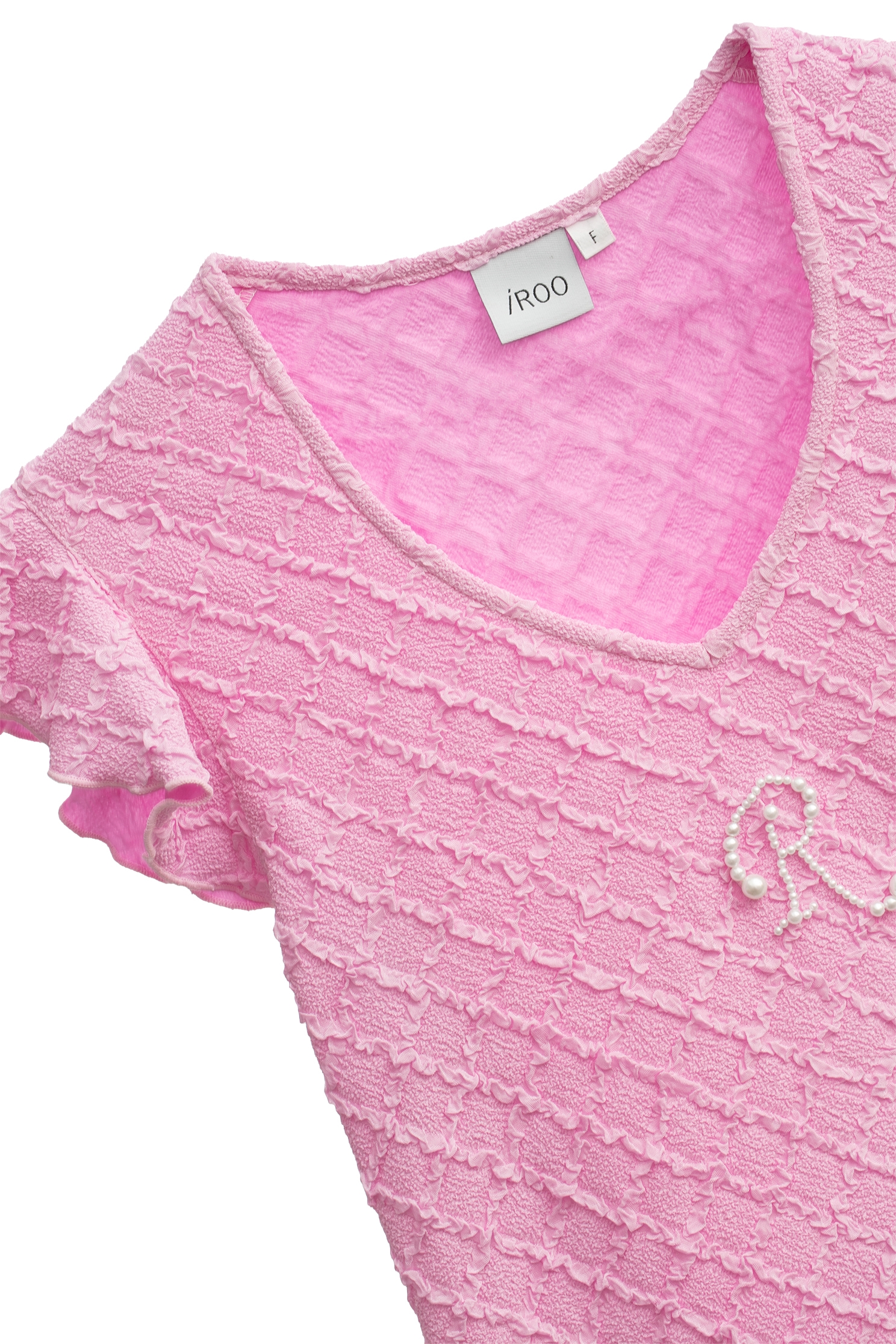 不規則珍珠字母上衣不規則珍珠字母上衣,一般背心,一般背心馬甲,上衣,春夏穿搭,格紋,珍珠,背心,荷葉