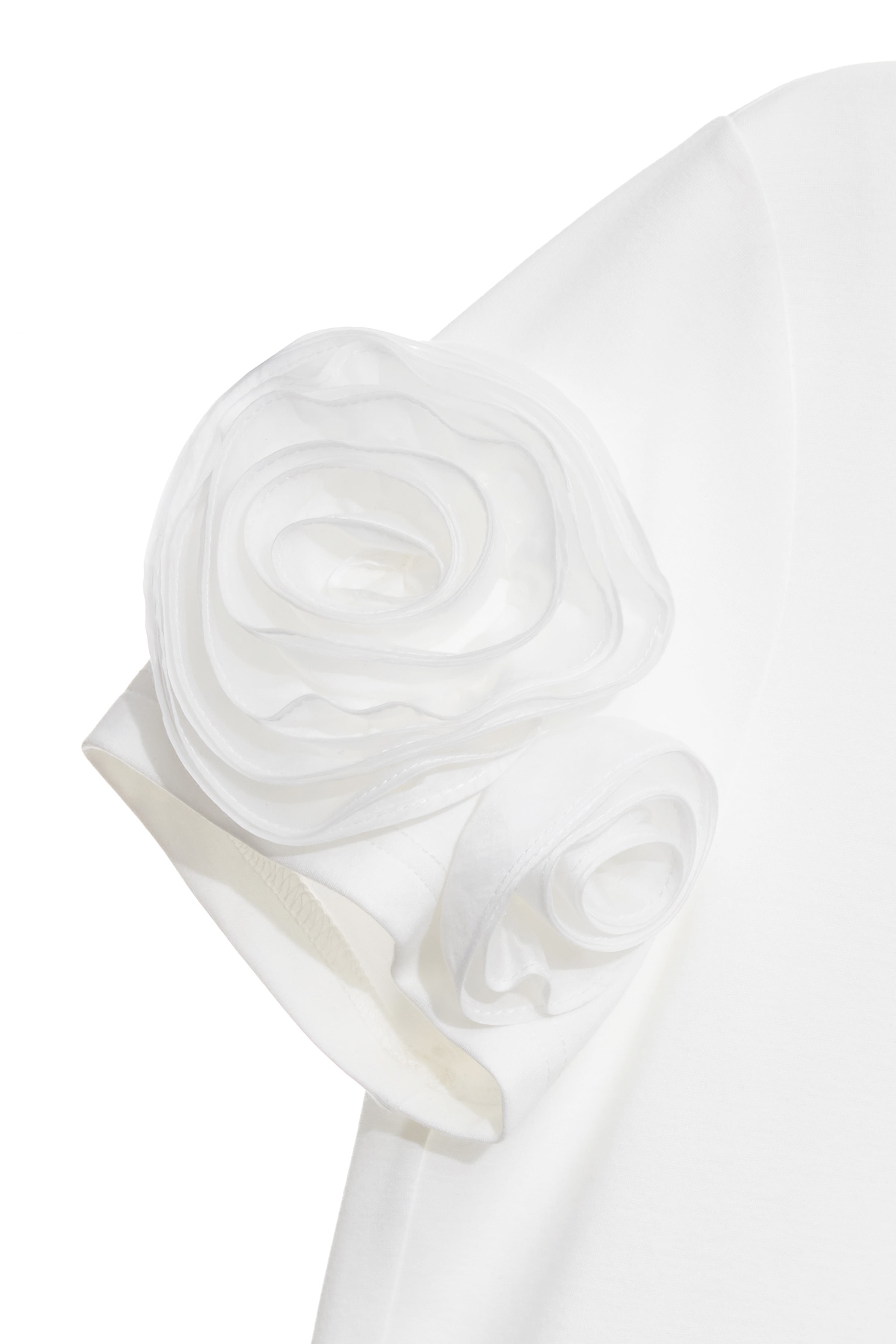 玫瑰繞花造型袖T恤上衣玫瑰繞花造型袖T恤上衣,上衣,春夏穿搭,白色上衣