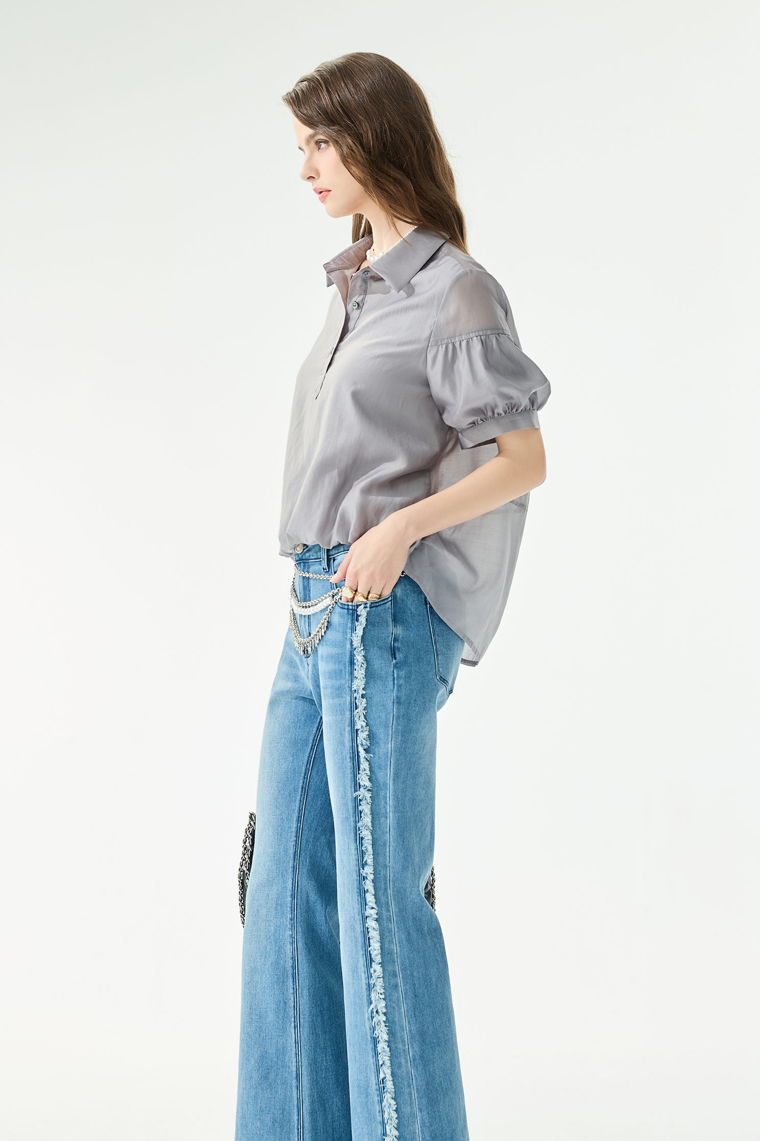 終極灰造型袖絲棉上衣終極灰造型袖絲棉上衣,上衣,人氣商品,春夏穿搭