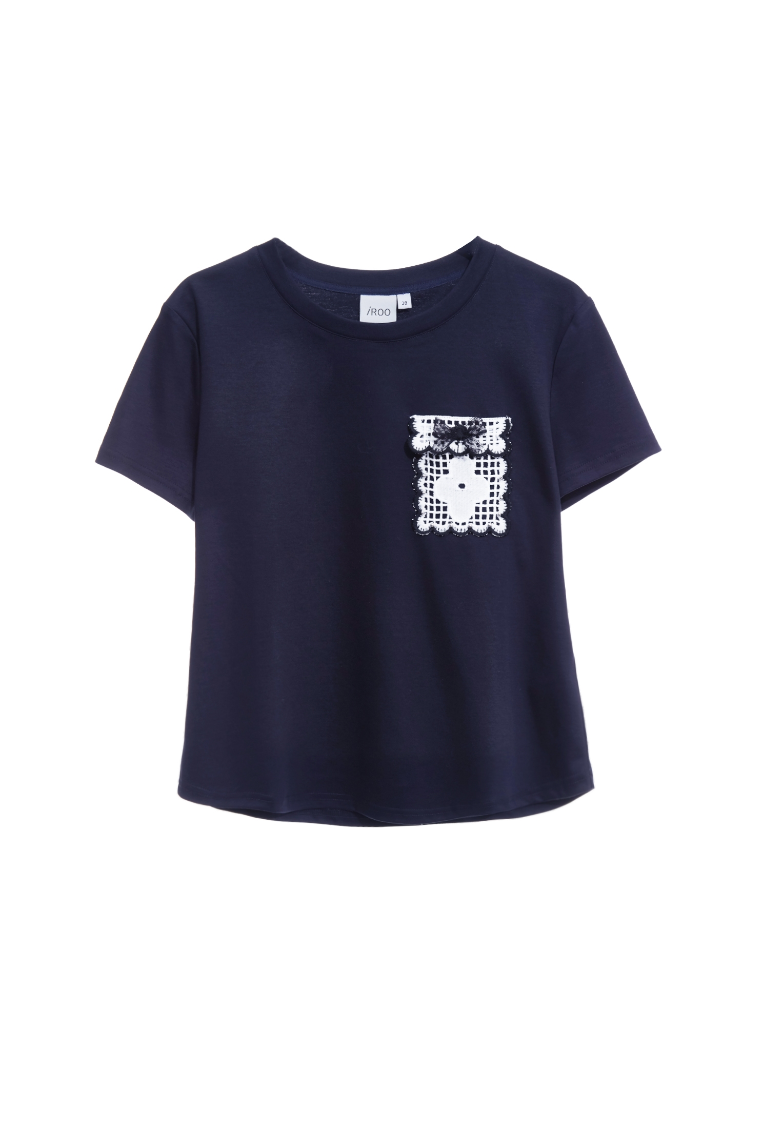 配色花瓣邊口袋Ｔ恤上衣配色花瓣邊口袋Ｔ恤上衣,上衣,春夏穿搭,白色上衣,純棉,蕾絲