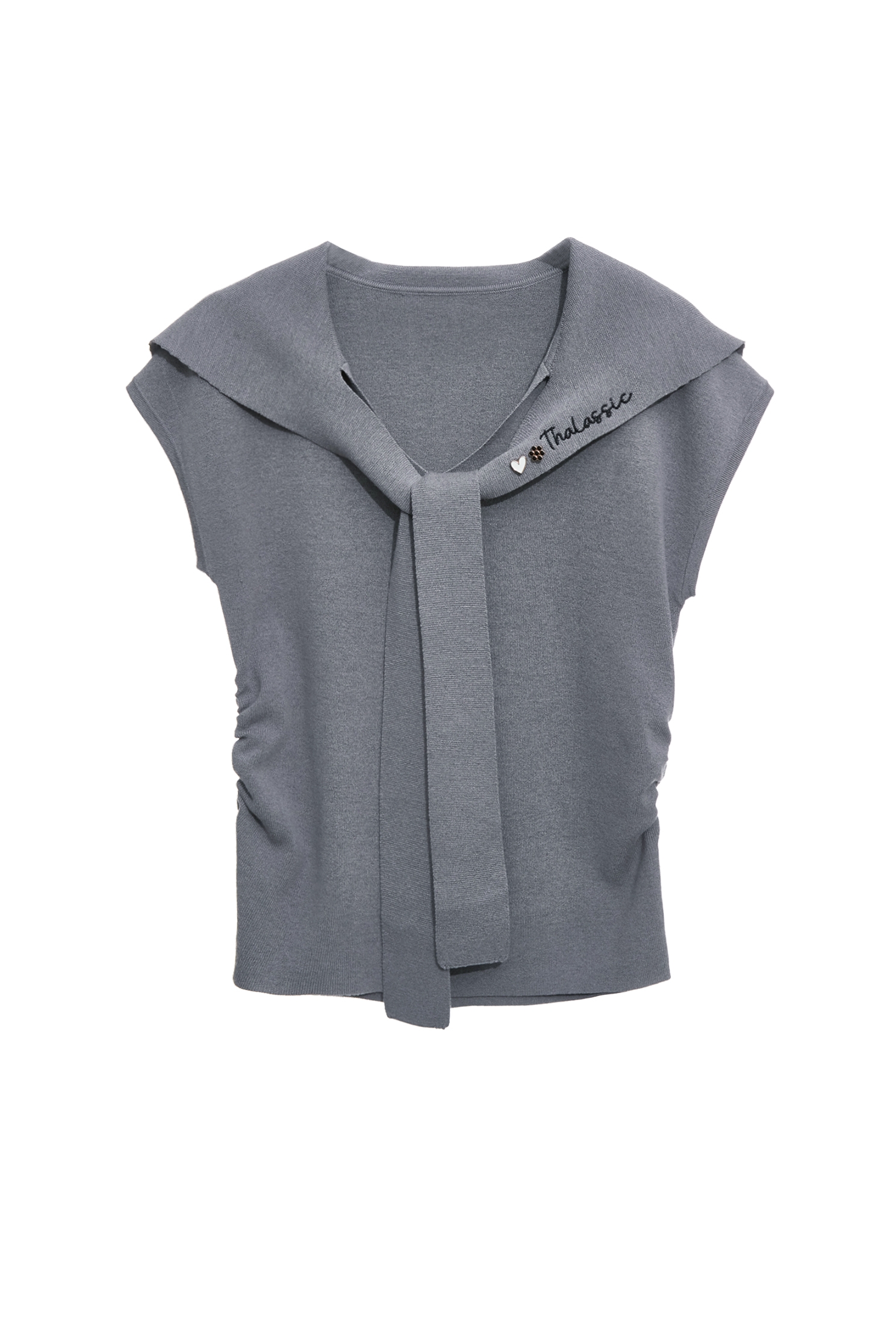 終極灰海軍領針織上衣終極灰海軍領針織上衣,上衣,人氣商品,春夏穿搭,針織,針織衫