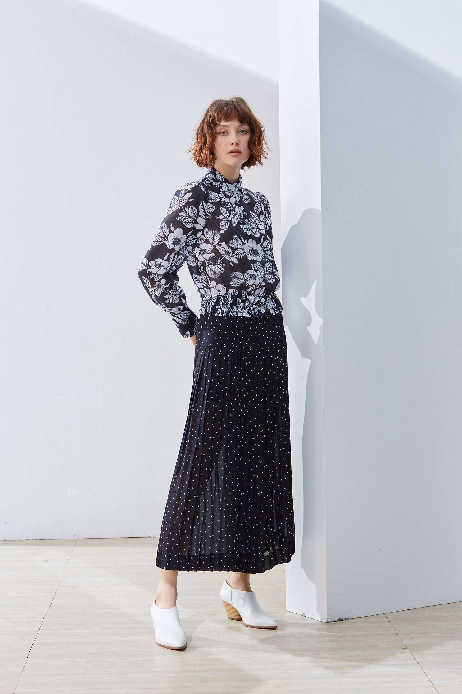 Elegant full version of the big flower classic top,Top,Cotton,Blouse,長袖上衣