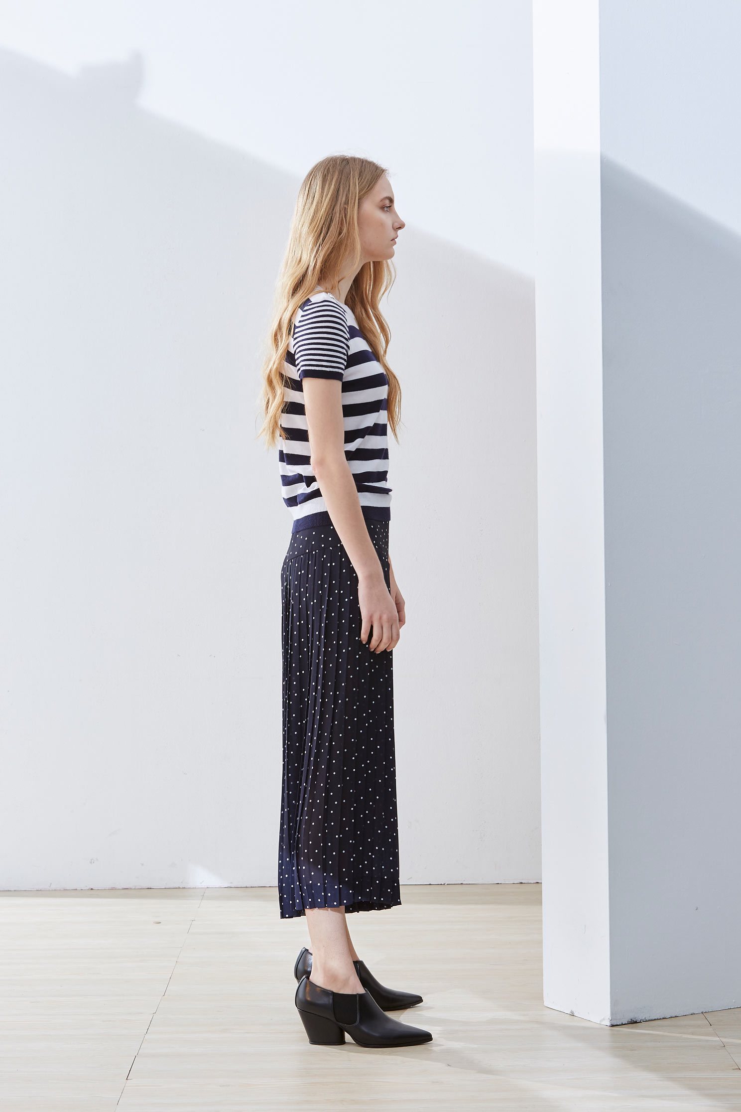 Striped stitching top,top,shortsleevetop