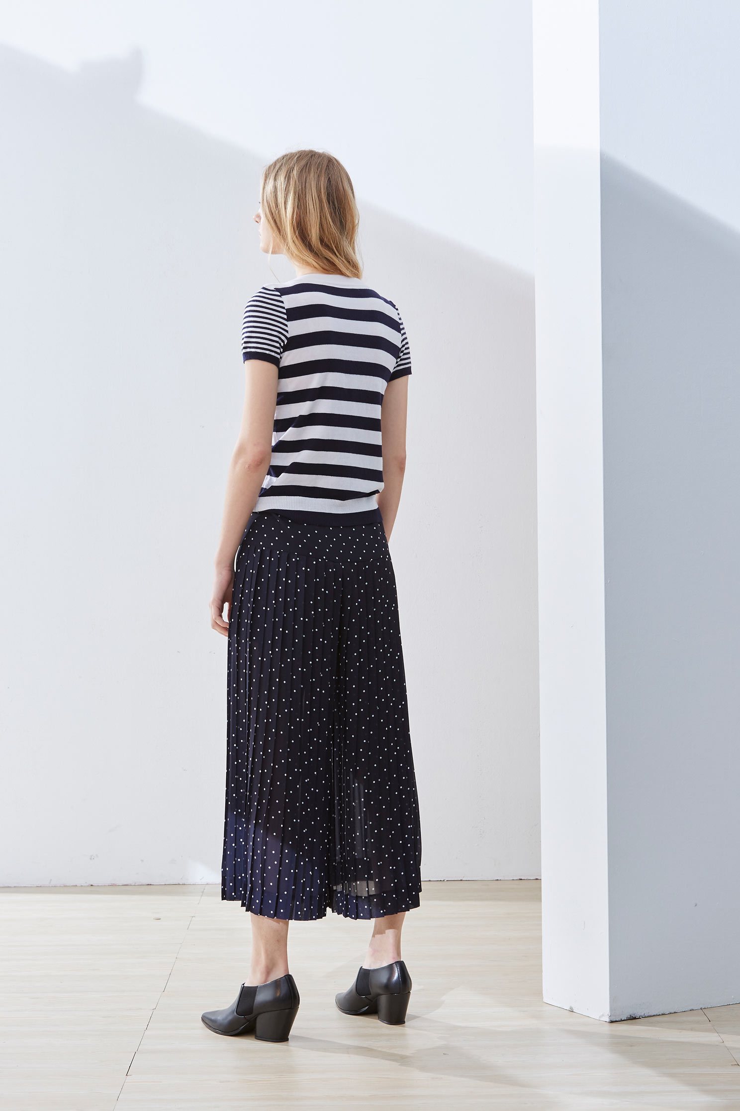 Striped stitching top,top,shortsleevetop
