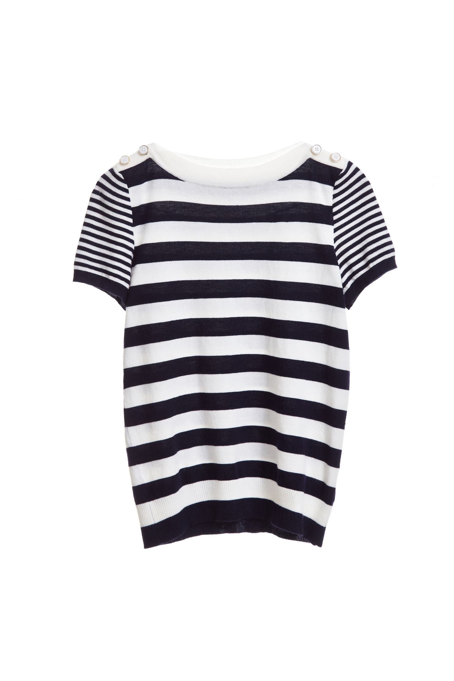 Striped stitching top,top,shortsleevetop