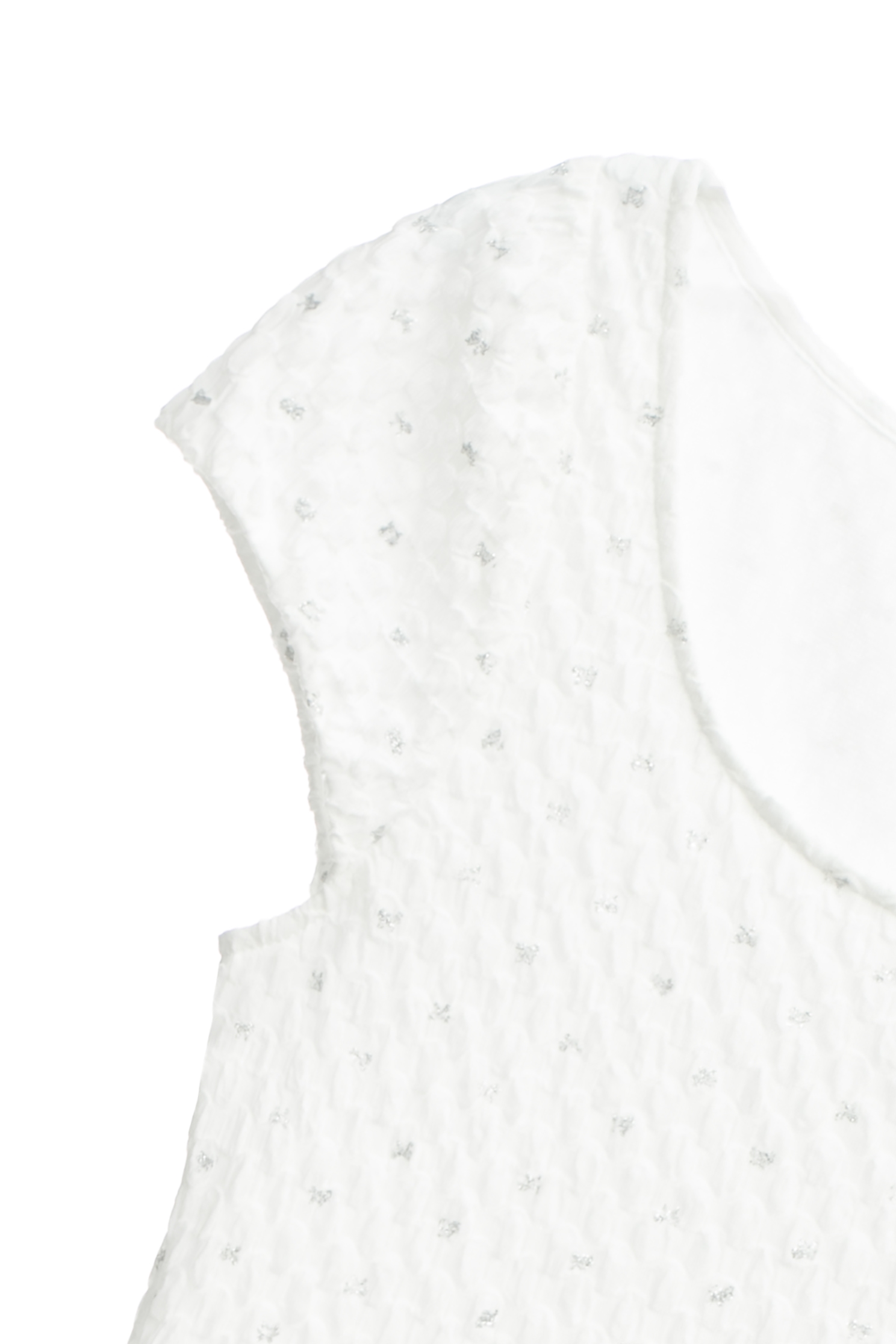 綴銀蔥立體紋上衣綴銀蔥立體紋上衣,上衣,春夏穿搭,白色上衣