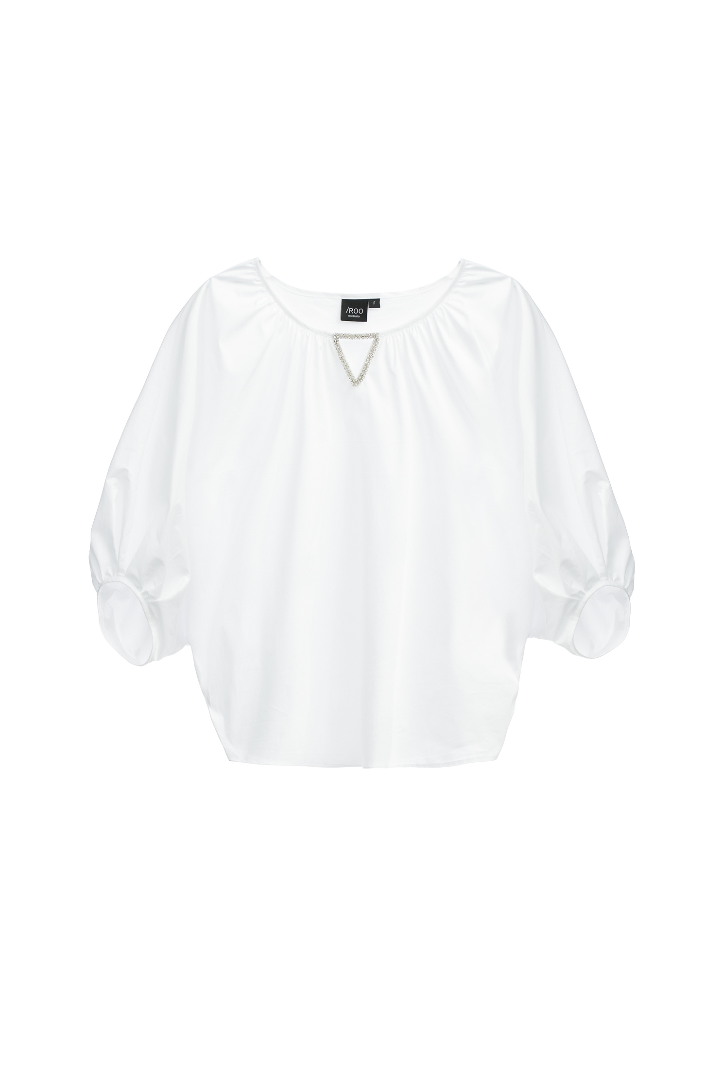 連袖廓形三角鑽鍊大襯衫連袖廓形三角鑽鍊大襯衫,上衣,春夏穿搭,白色上衣