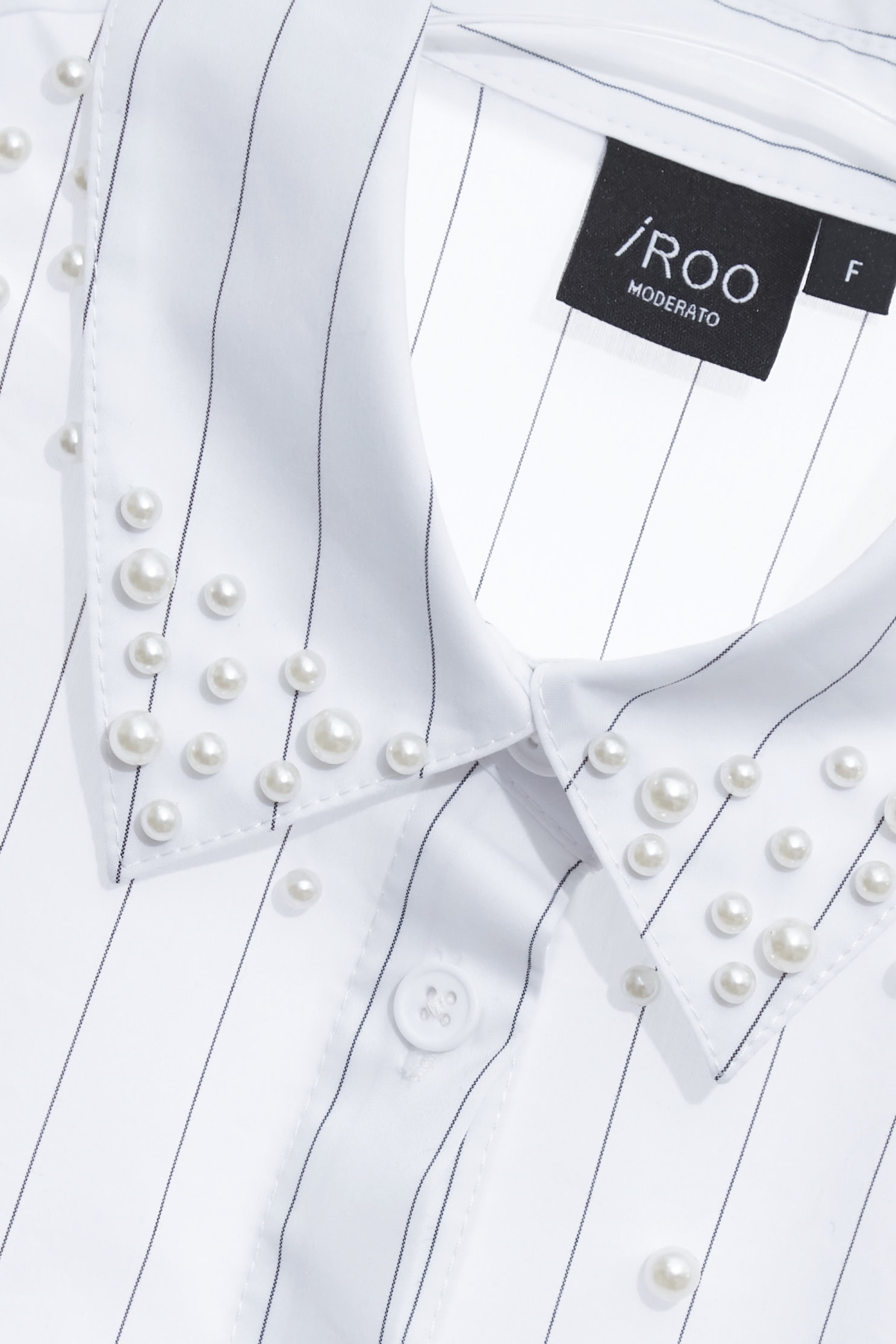 珍珠釘飾直條紋彈性襯衫珍珠釘飾直條紋彈性襯衫,上衣,人氣商品,春夏穿搭,條紋,珍珠