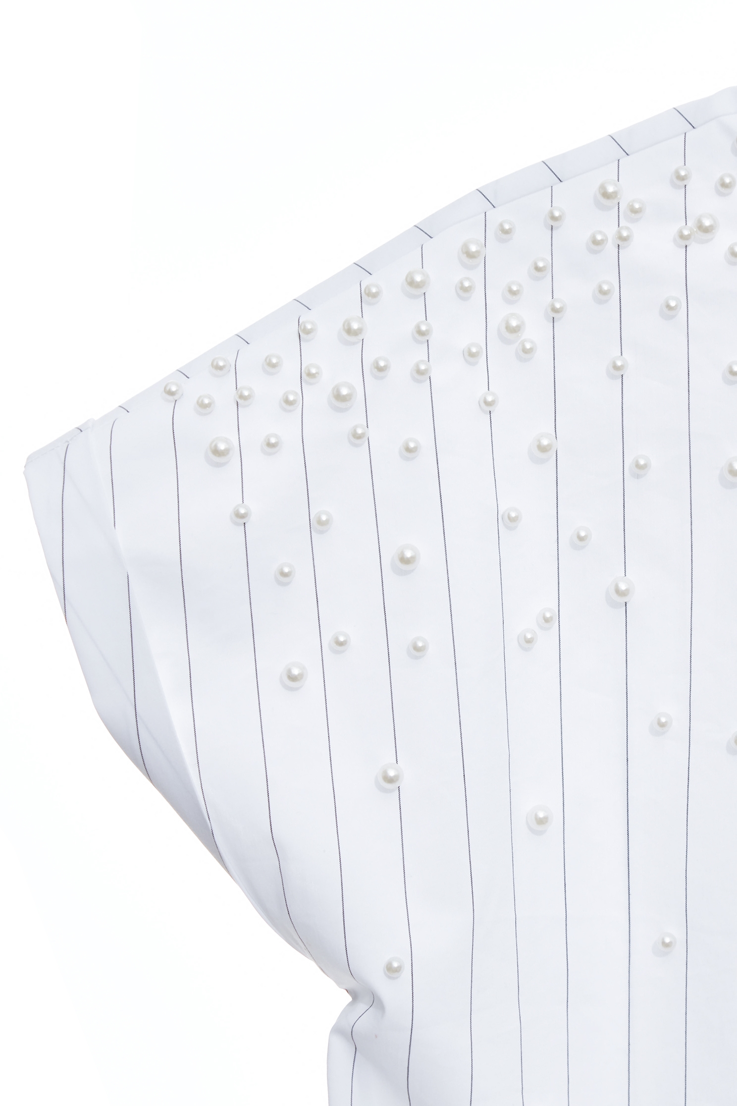 珍珠釘飾直條紋彈性襯衫珍珠釘飾直條紋彈性襯衫,上衣,人氣商品,春夏穿搭,條紋,珍珠