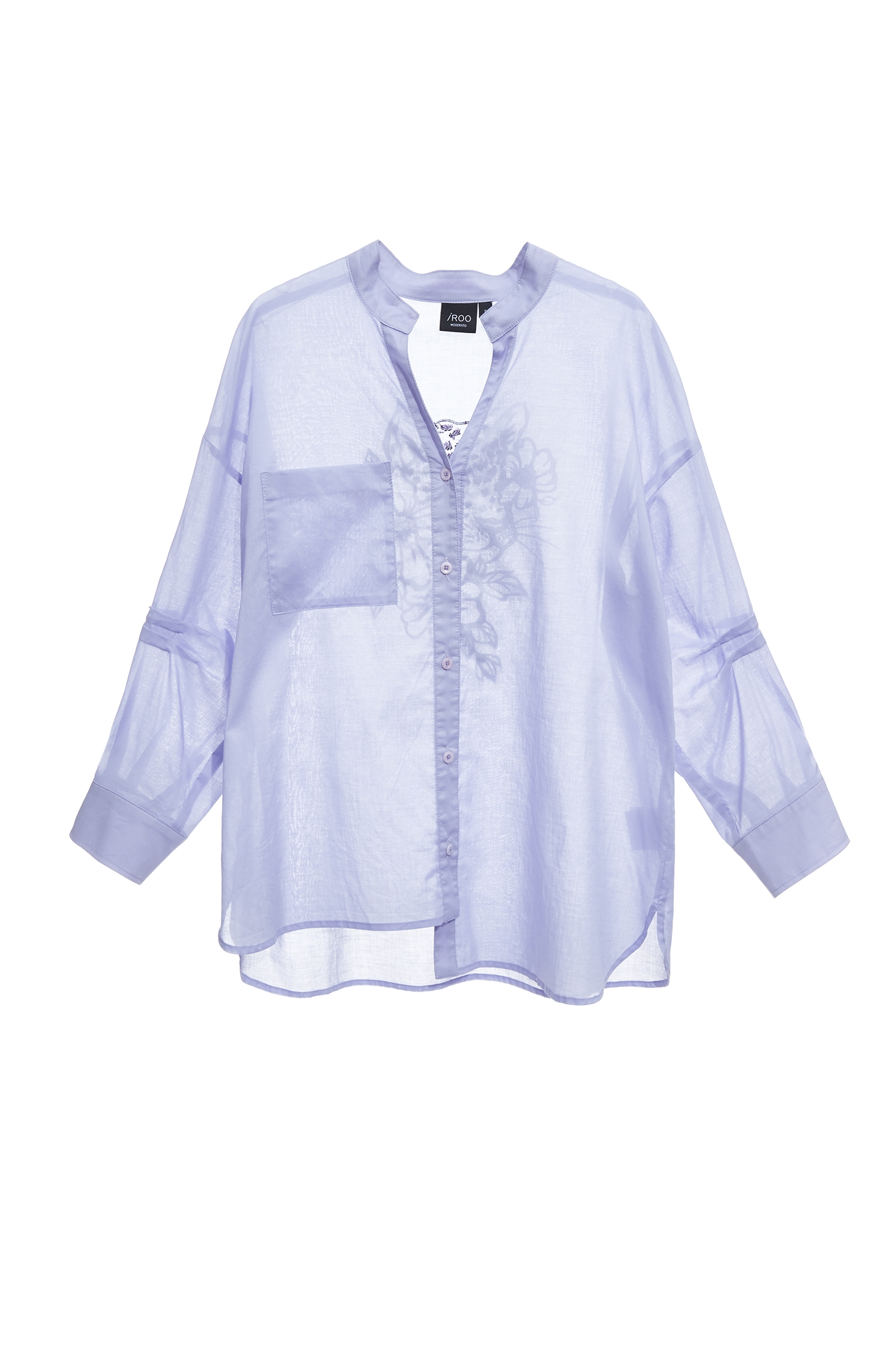 柔紫色襯衫式上衣柔紫色襯衫式上衣,上衣,刺繡,春夏穿搭