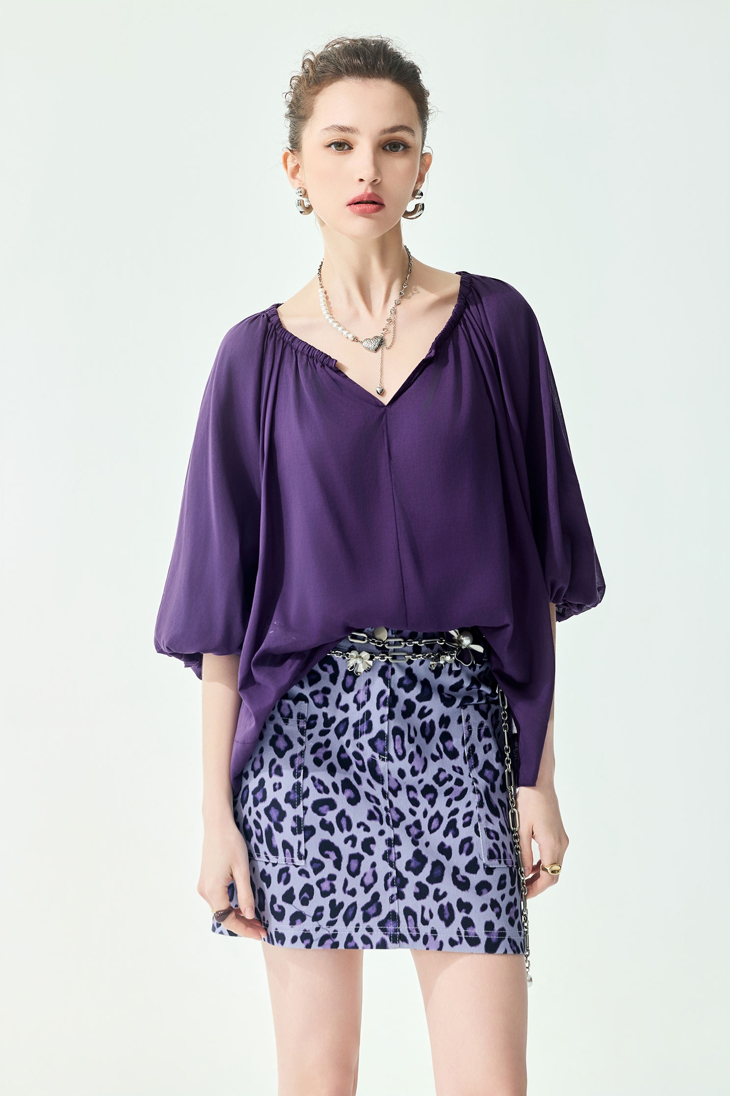 葡萄酒紫色燈籠袖上衣葡萄酒紫色燈籠袖上衣,上衣,春夏穿搭