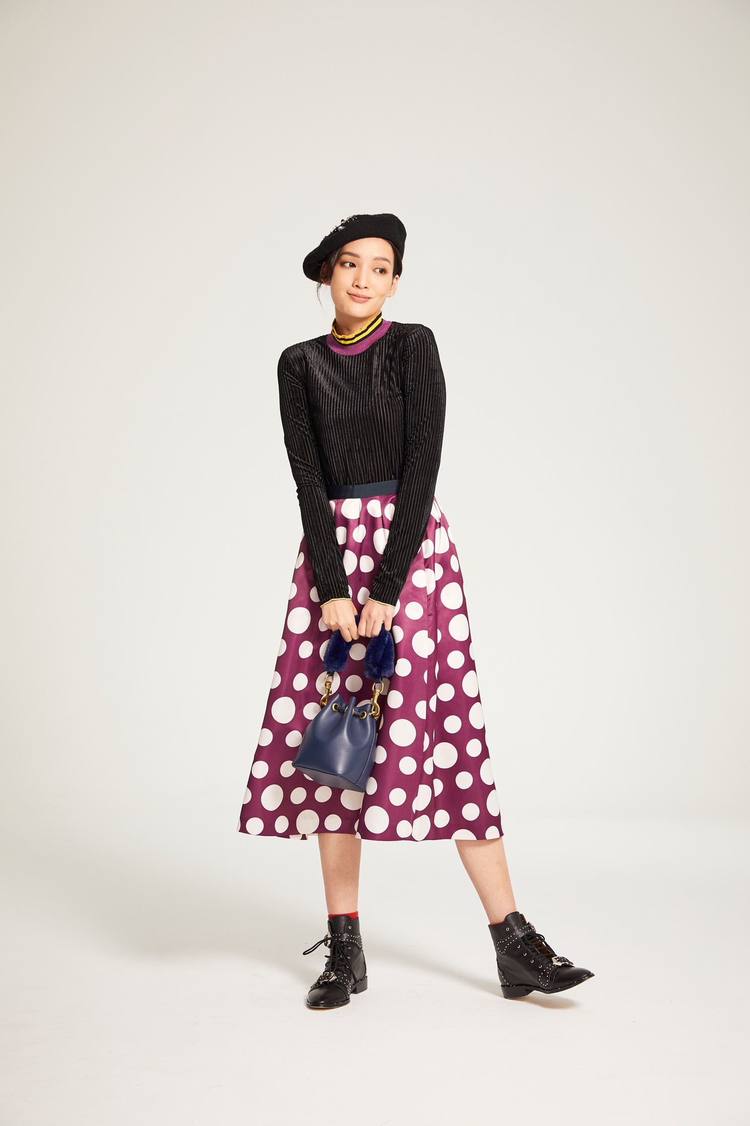 Hit high-necked sweater,Fantasy purple,knitting,Knitted top,Knitted Top,長袖上衣,Turtleneck top,黑色上衣