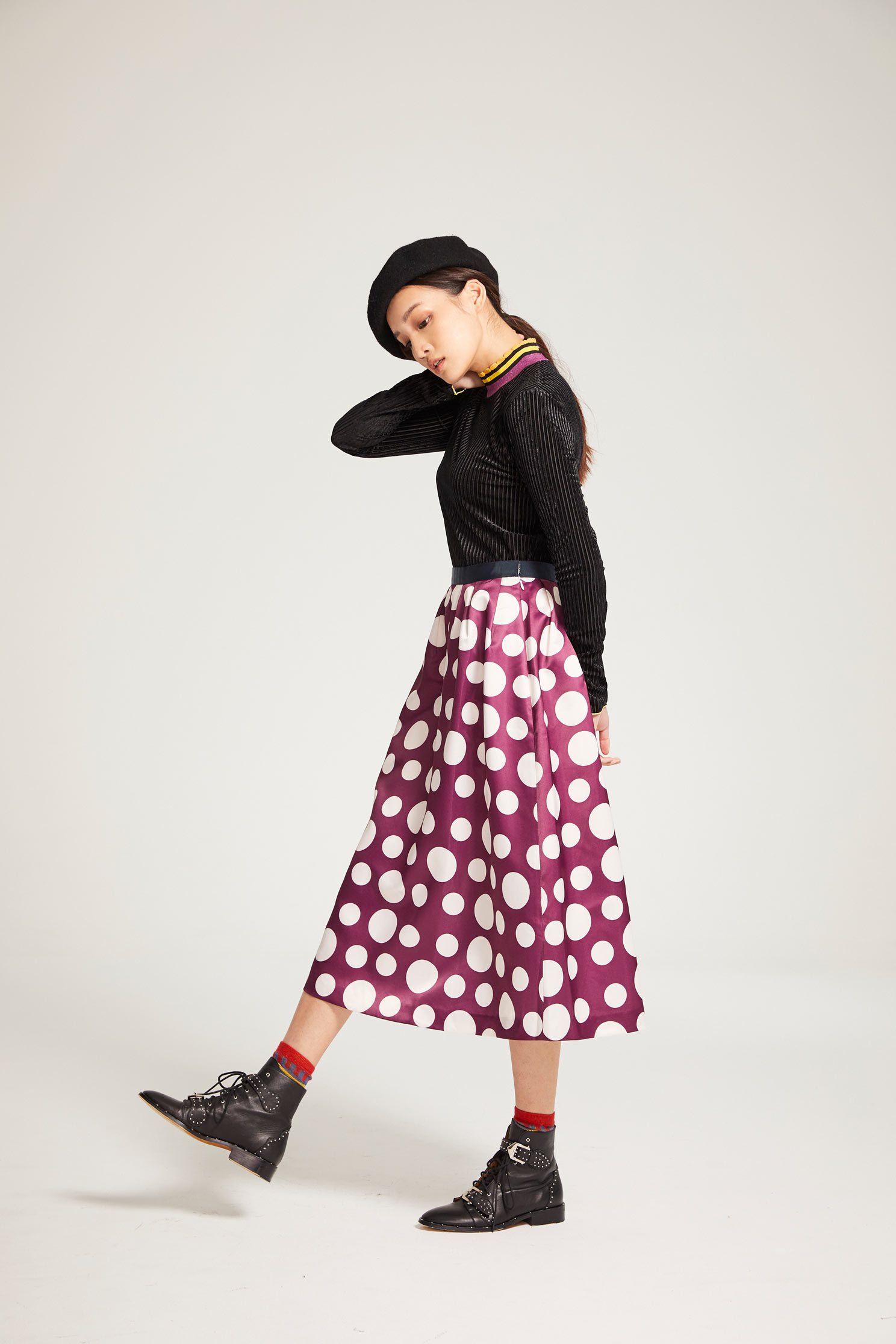 Hit high-necked sweater,Fantasy purple,knitting,Knitted top,Knitted Top,長袖上衣,Turtleneck top,黑色上衣